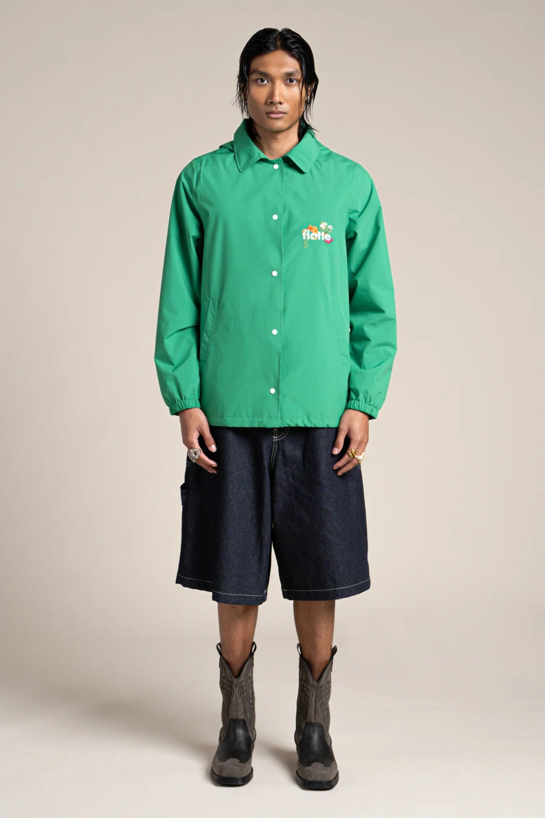 flotte-plaisance-veste-imperm-able-courte-bleu-de-travail-broderie-florale image 3