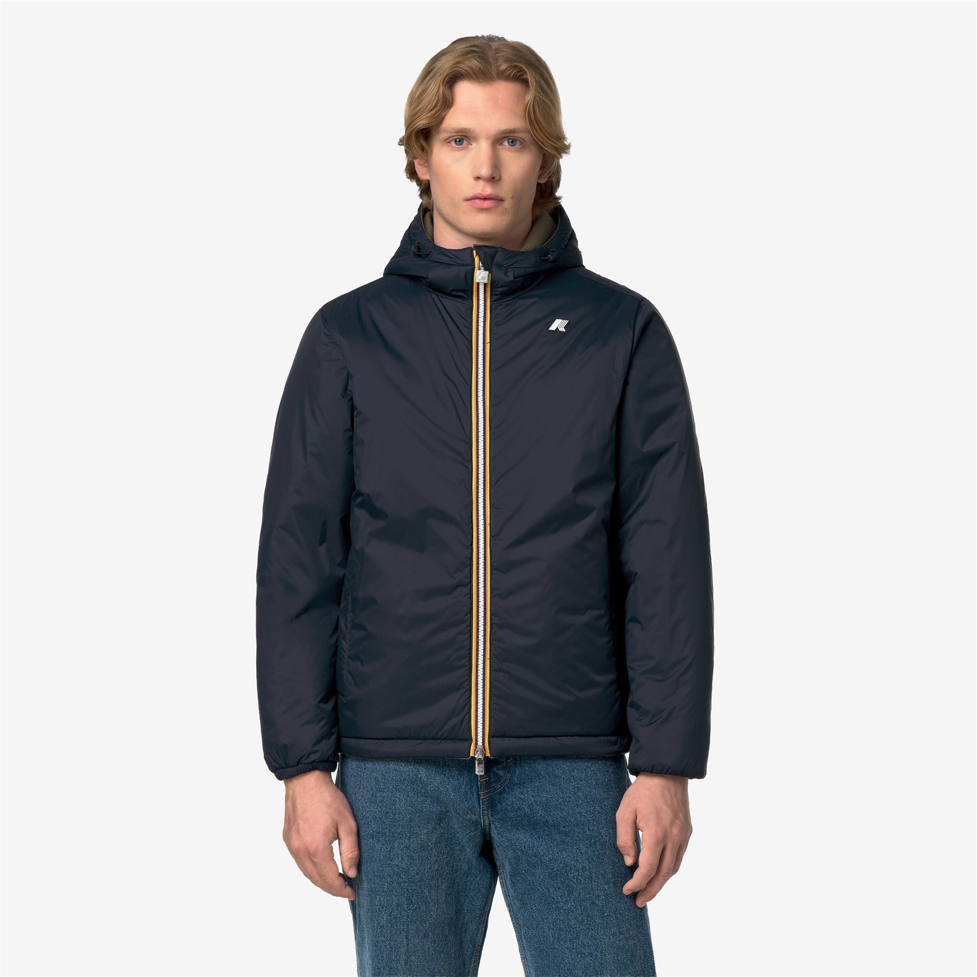 k-way-jack-spacer-nylon-double-veste-courte-homme-green-army-blue-depth image 7