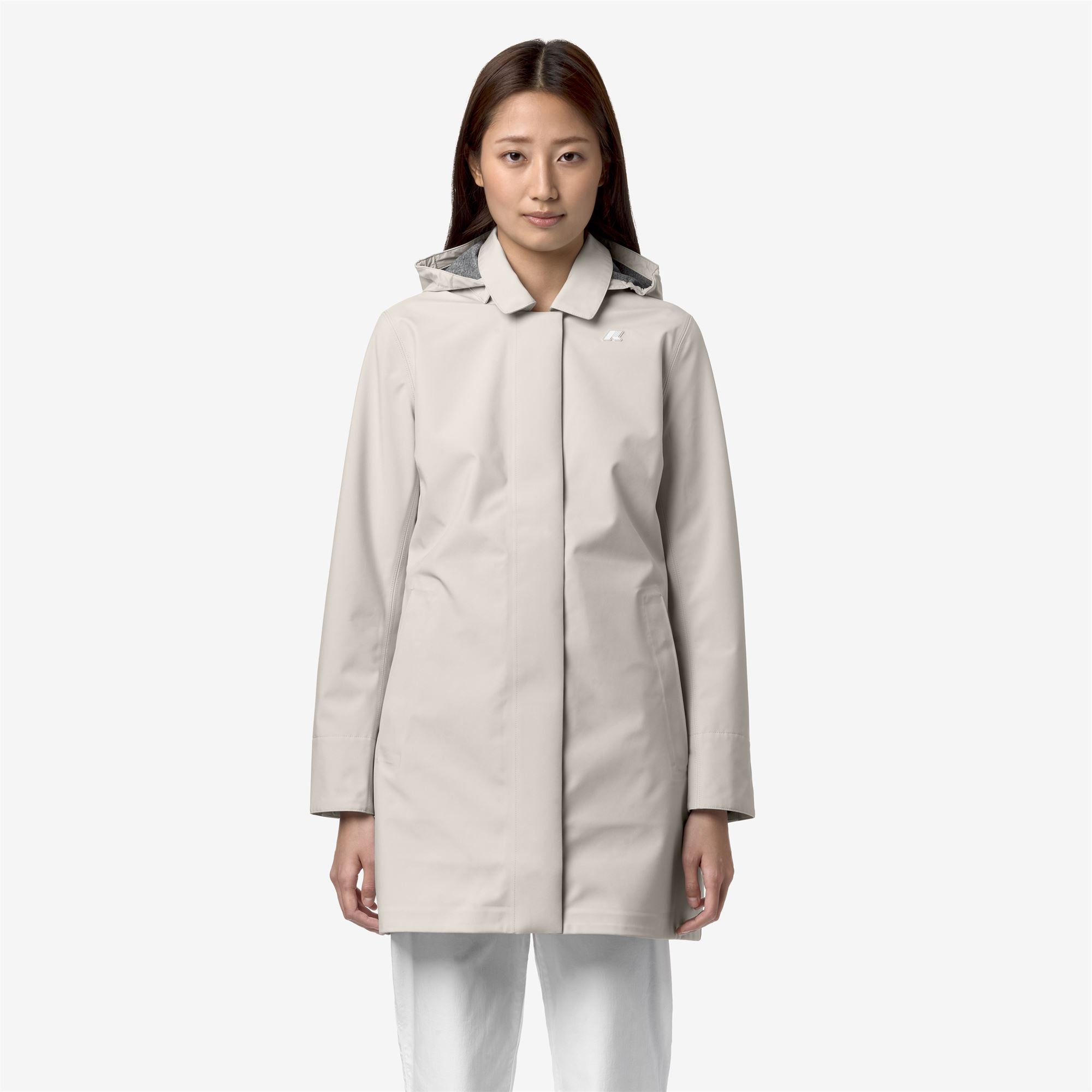 k-way-mathy-bonded-jersey-veste-mi-longue-type-trench-femme-beige-lt image 1