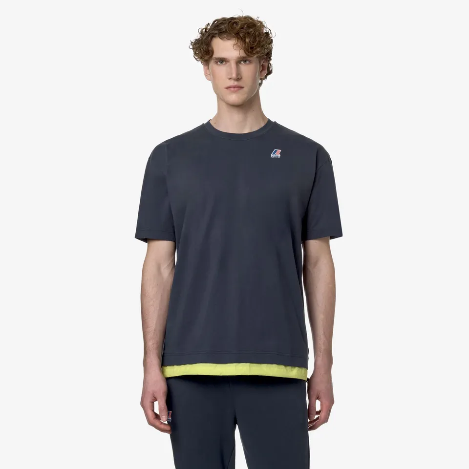k-way-le-vrai-serille-nylon-pc-t-shirt-unisexe-blue-depth-green-celery image 1