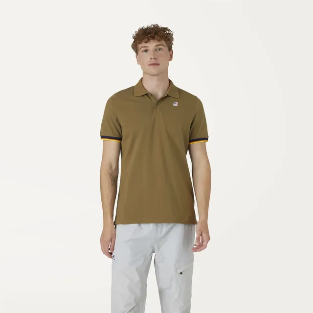 k-way-vincent-contrast-stretch-polo-homme-green-burnt image 1
