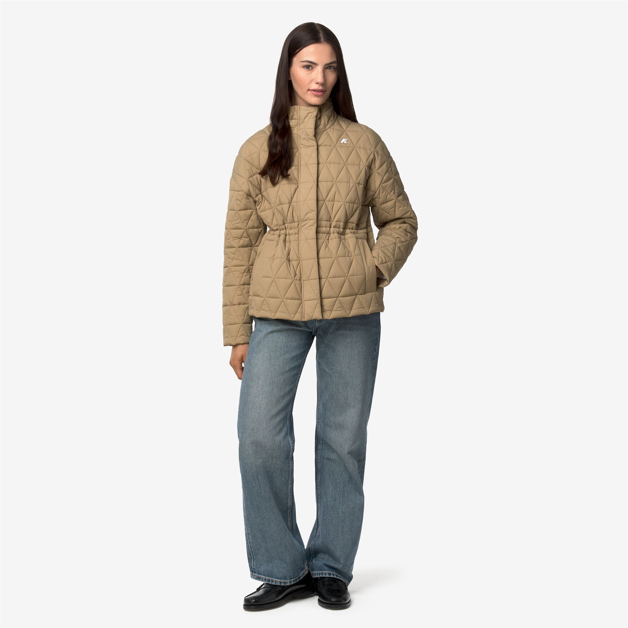 k-way-selene-diamond-quilted-warm-veste-mi-longue-femme-beige-khaki image 4
