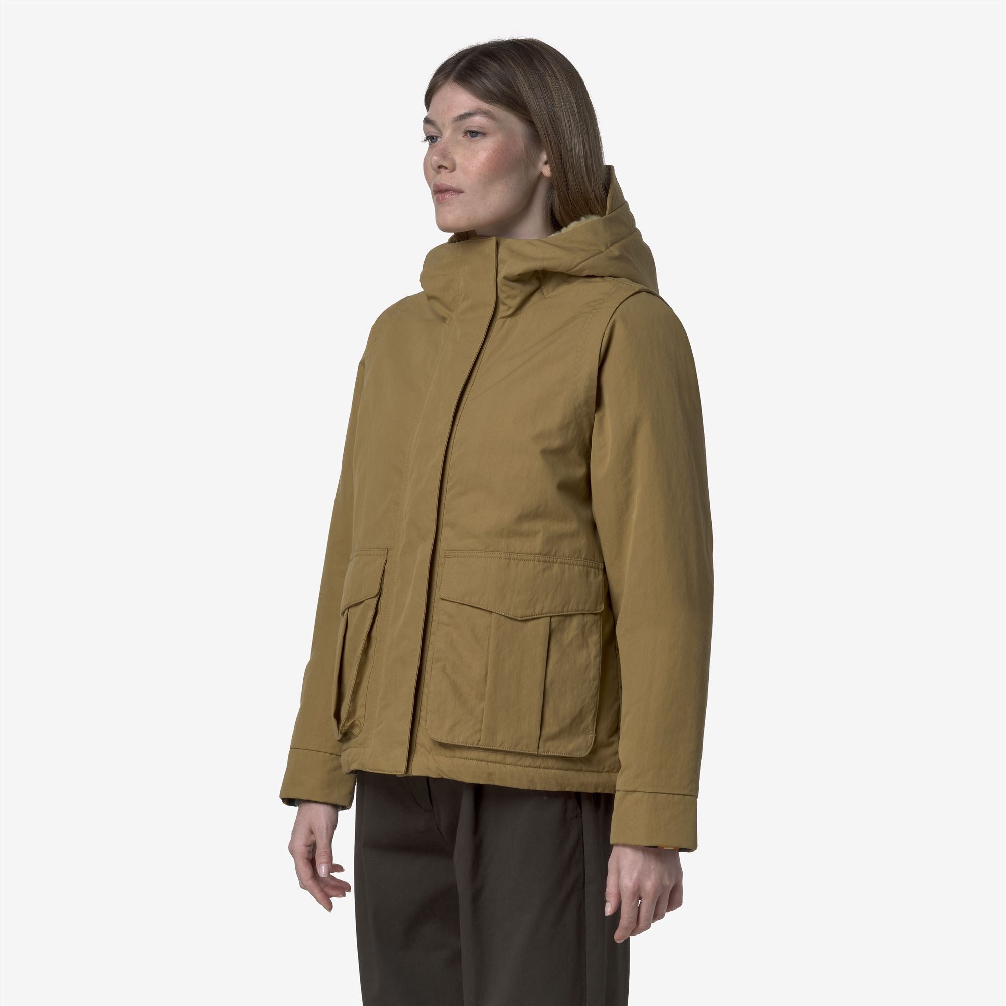 k-way-ideler-cotton-feel-parka-courte-femme-beige-seed-beige-fur image 2