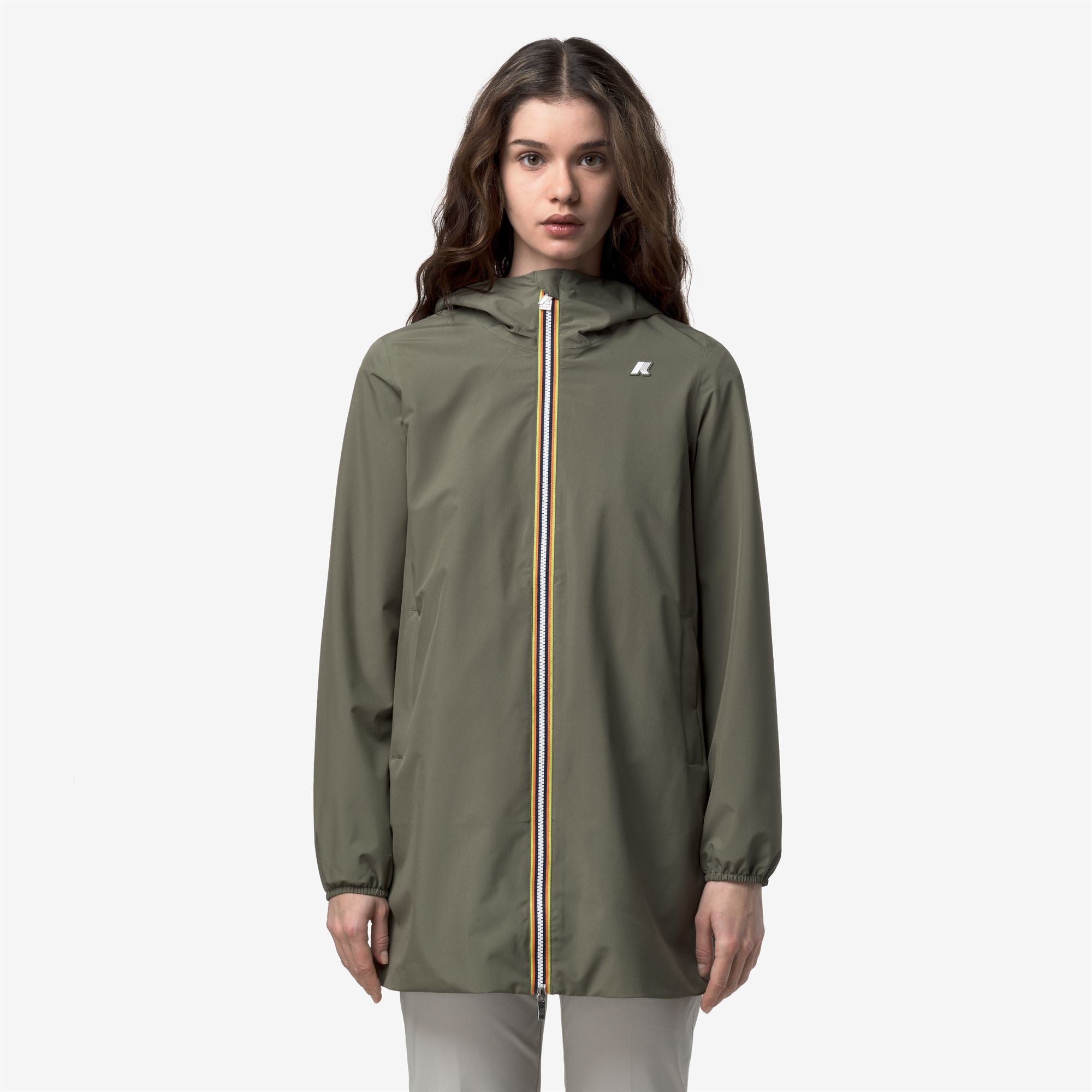 k-way-sophie-stretch-poly-jersey-veste-mi-longue-femme-green-lichen image 1