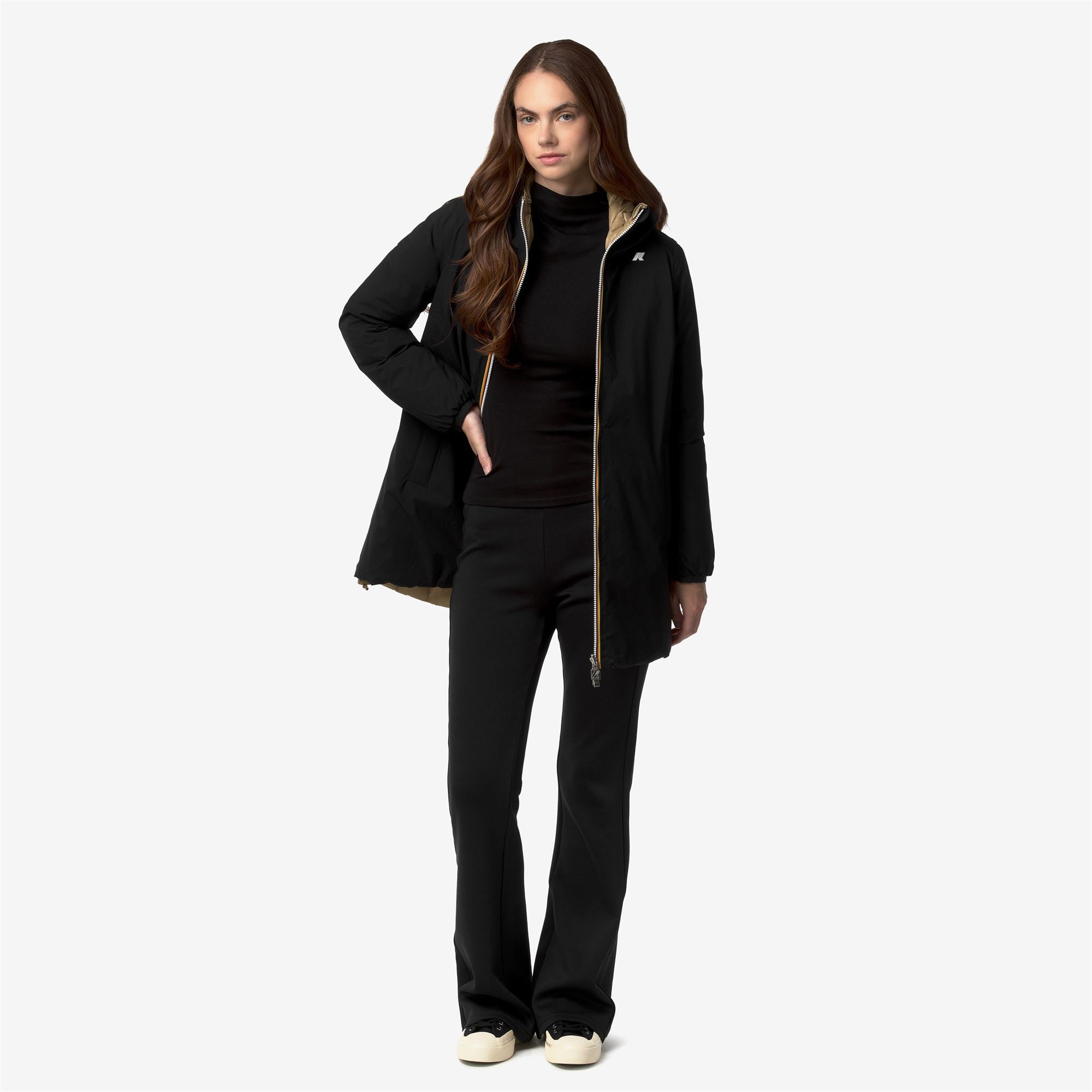 k-way-sophie-st-thermo-double-veste-mi-longue-r-versible-femme-black-pure-beige- image 4