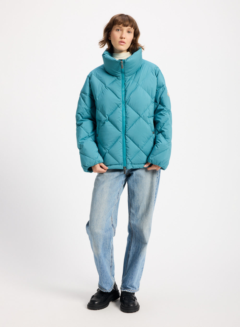 pyrenex-adele-doudoune-oversize-femme-col-enveloppant-turquoise image 2