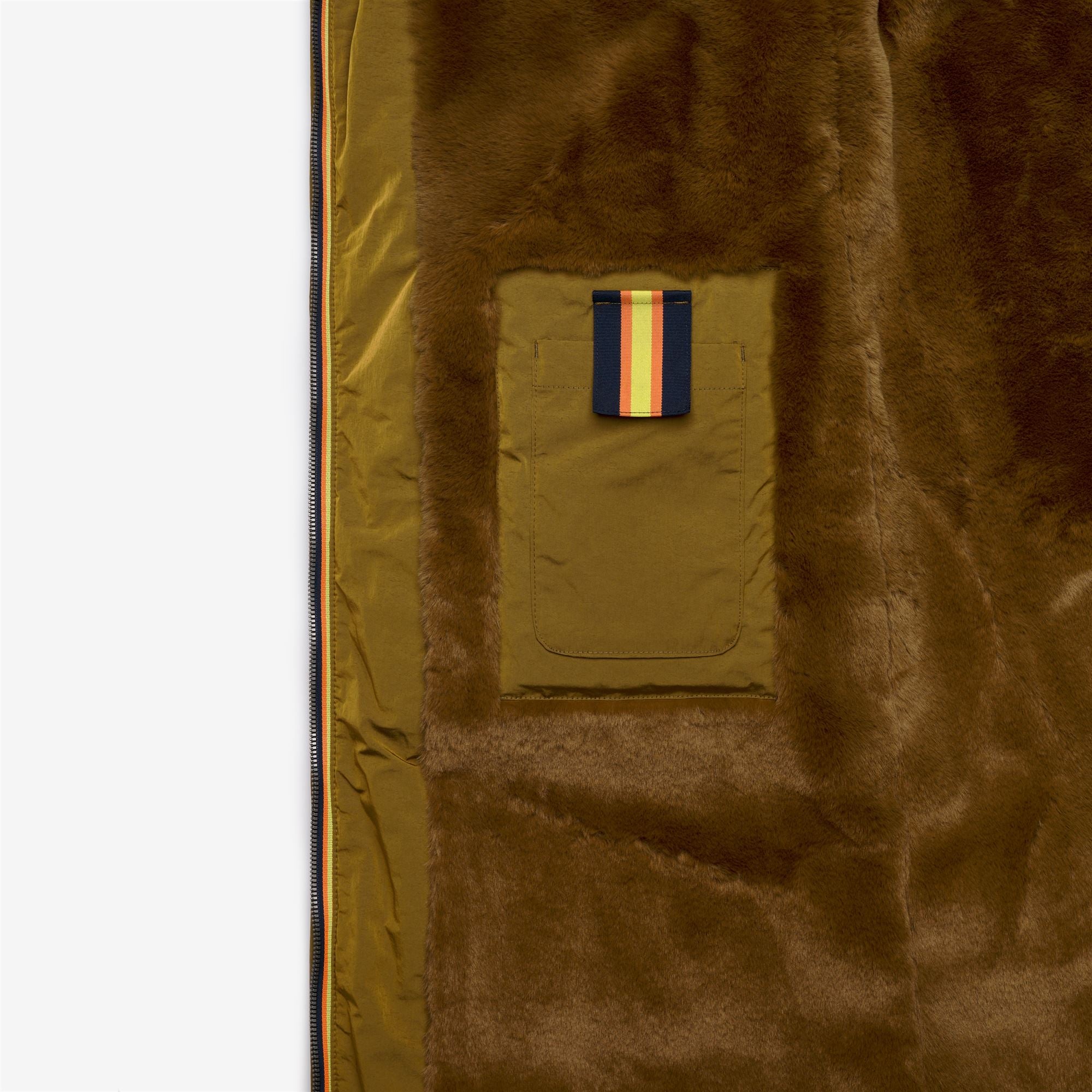 k-way-dina-shiny-nylon-fur-doudoune-longue-femme-brown image 6