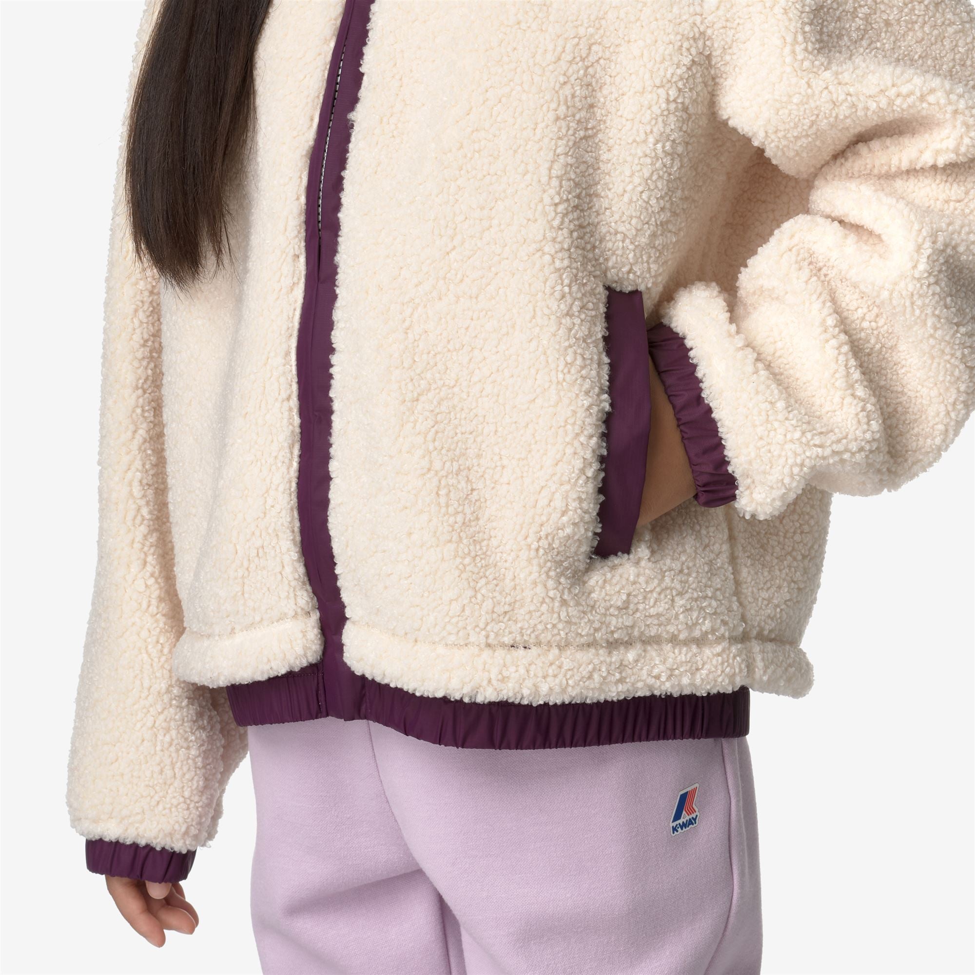 k-way-p-jildaz-orsetto-veste-polaire-enfant-ecru-violet-dk-purple image 4