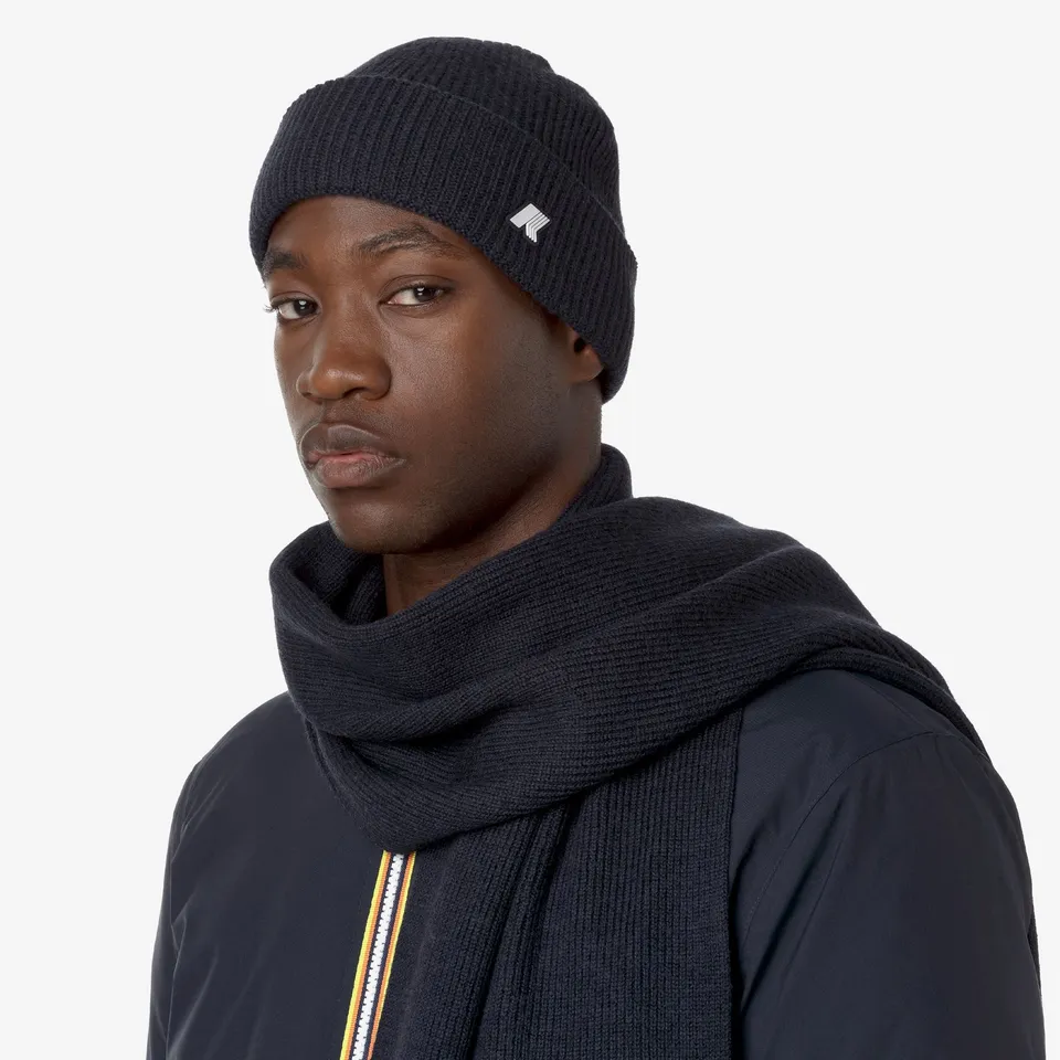 k-way-brice-cardigan-stitch-wool-bonnet-unisexe-blue-depth-melange image 1