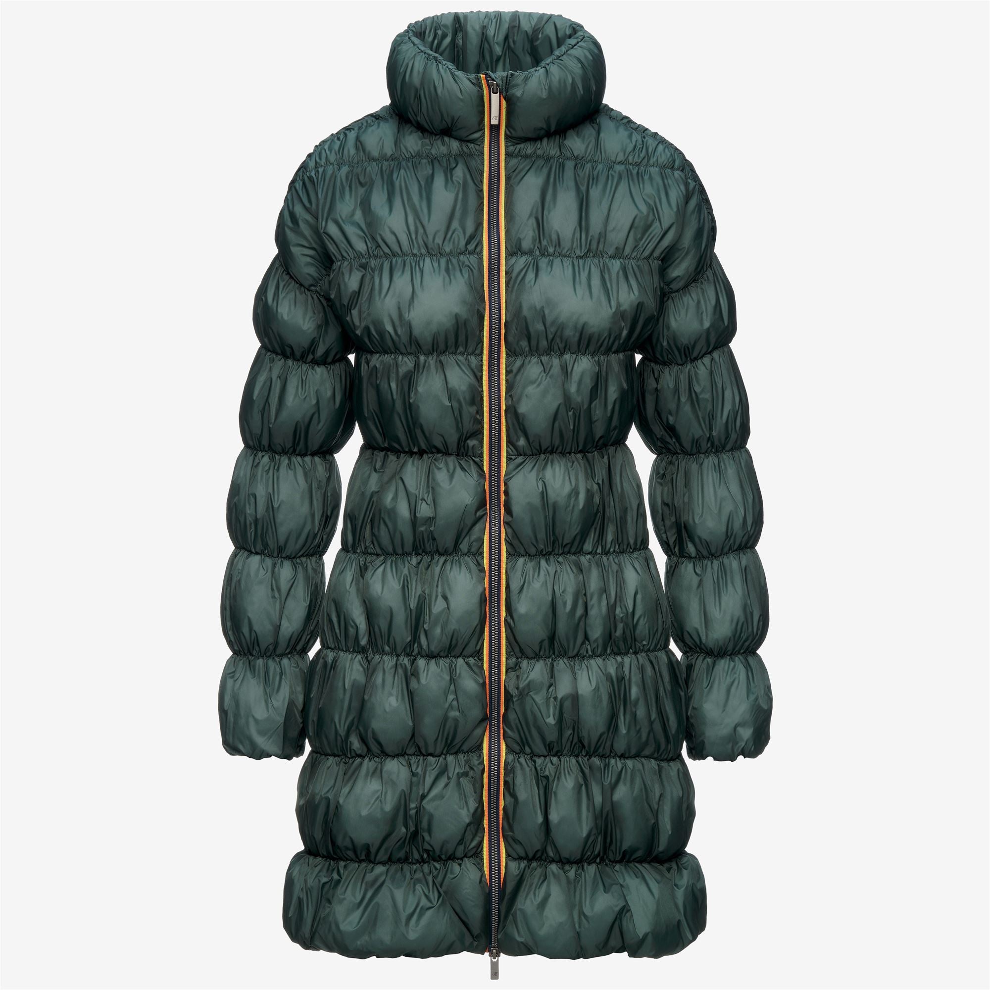 k-way-jin-maxi-ruffles-veste-longue-femme-green-balsam-primaloft image 5