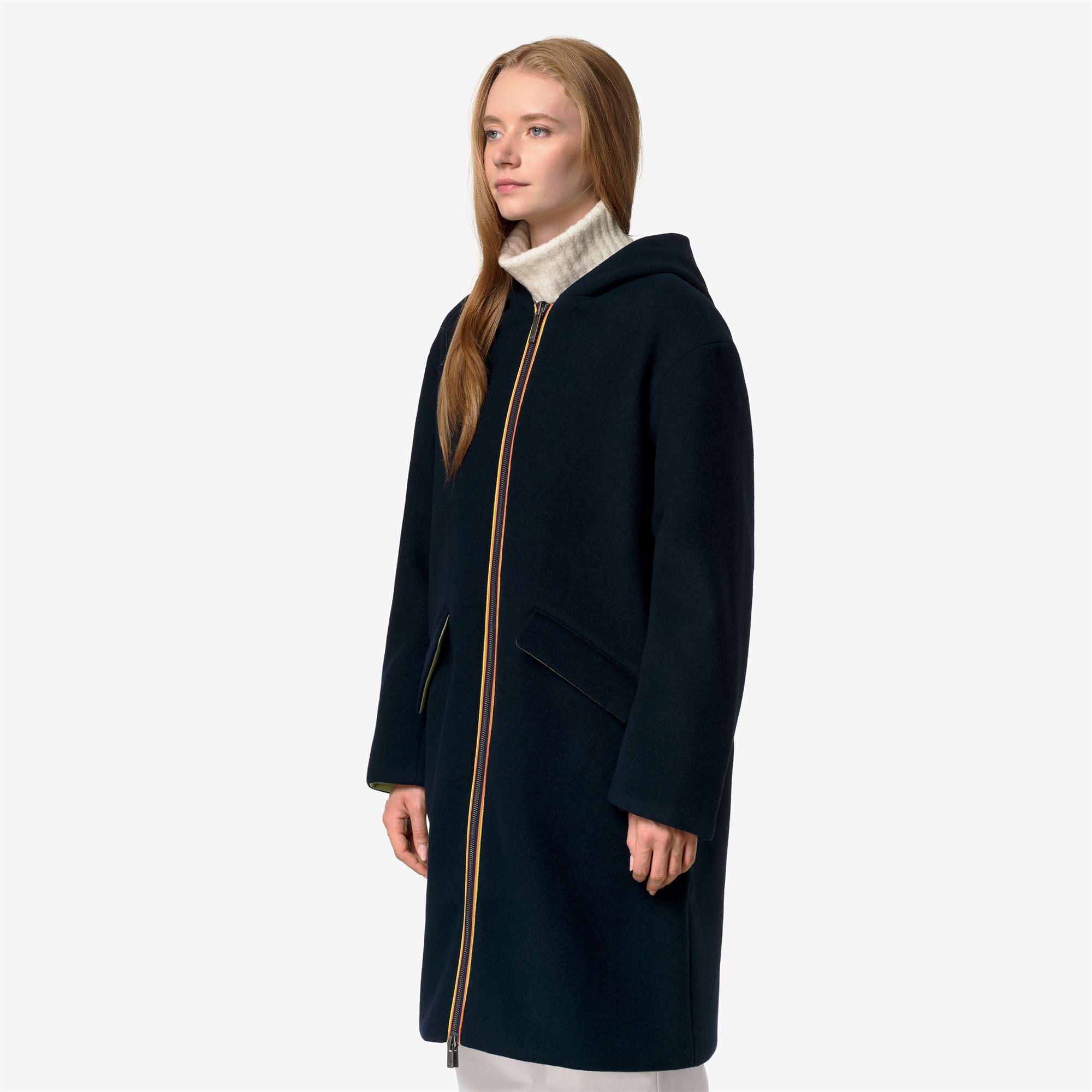 k-way-shala-wool-bonded-double-manteau-long-3-4-r-versible-femme-blue-depth-gree image 2