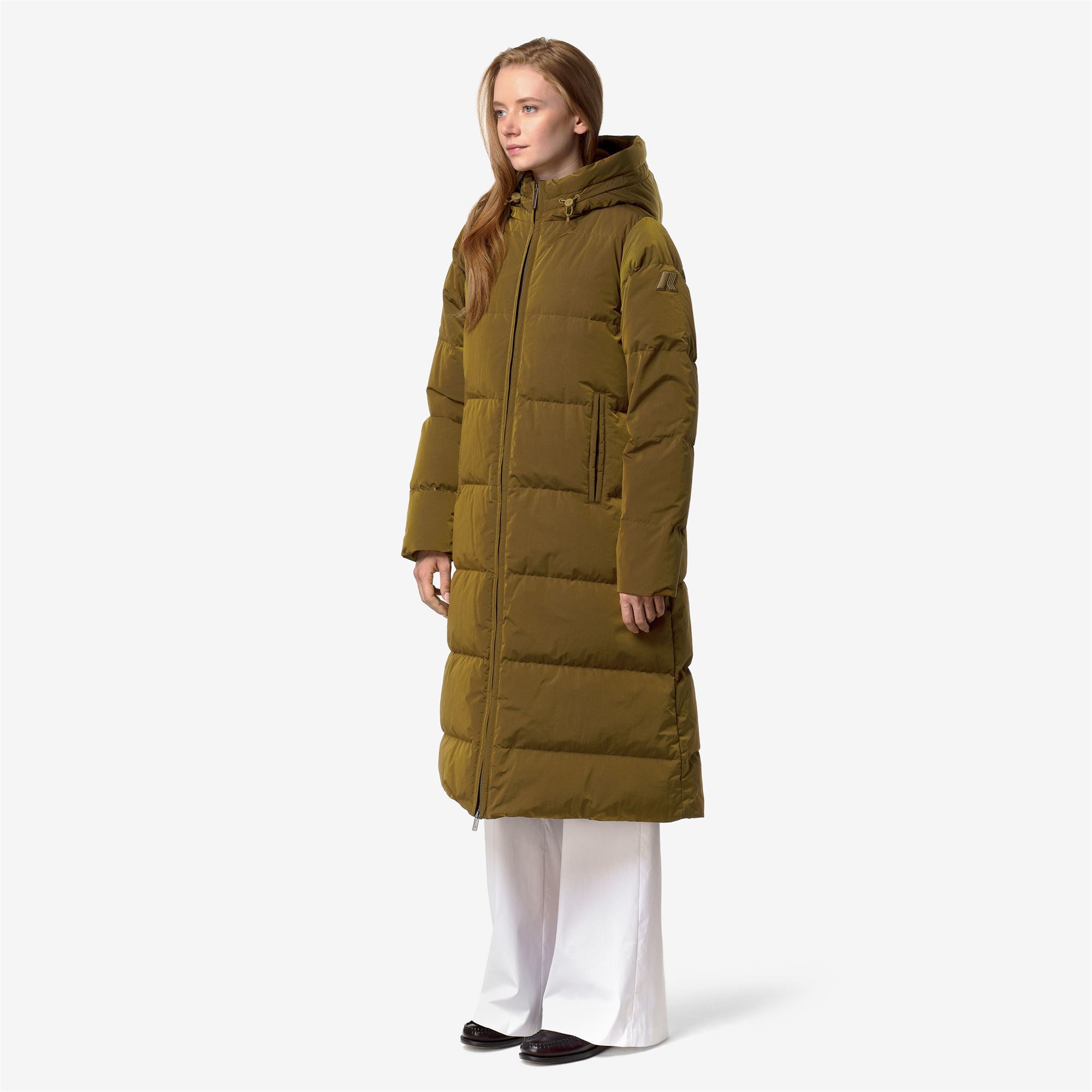 k-way-dina-shiny-nylon-fur-doudoune-longue-femme-brown image 2