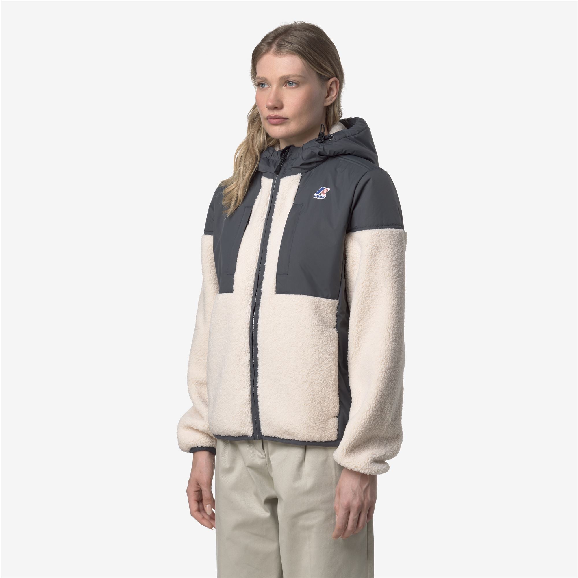 k-way-samson-4-0-orsetto-polaire-sherpa-zipp-e-unisexe-grey-shadow-dk-ecru image 2