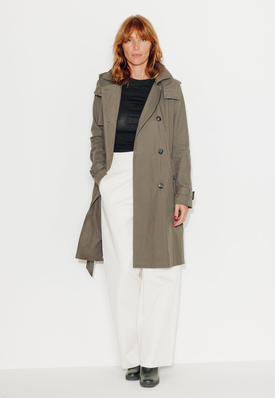 trench-coat-rosier-trench-capuche-amovible-en-coton-d-perlant-taupe-mi-long image 2