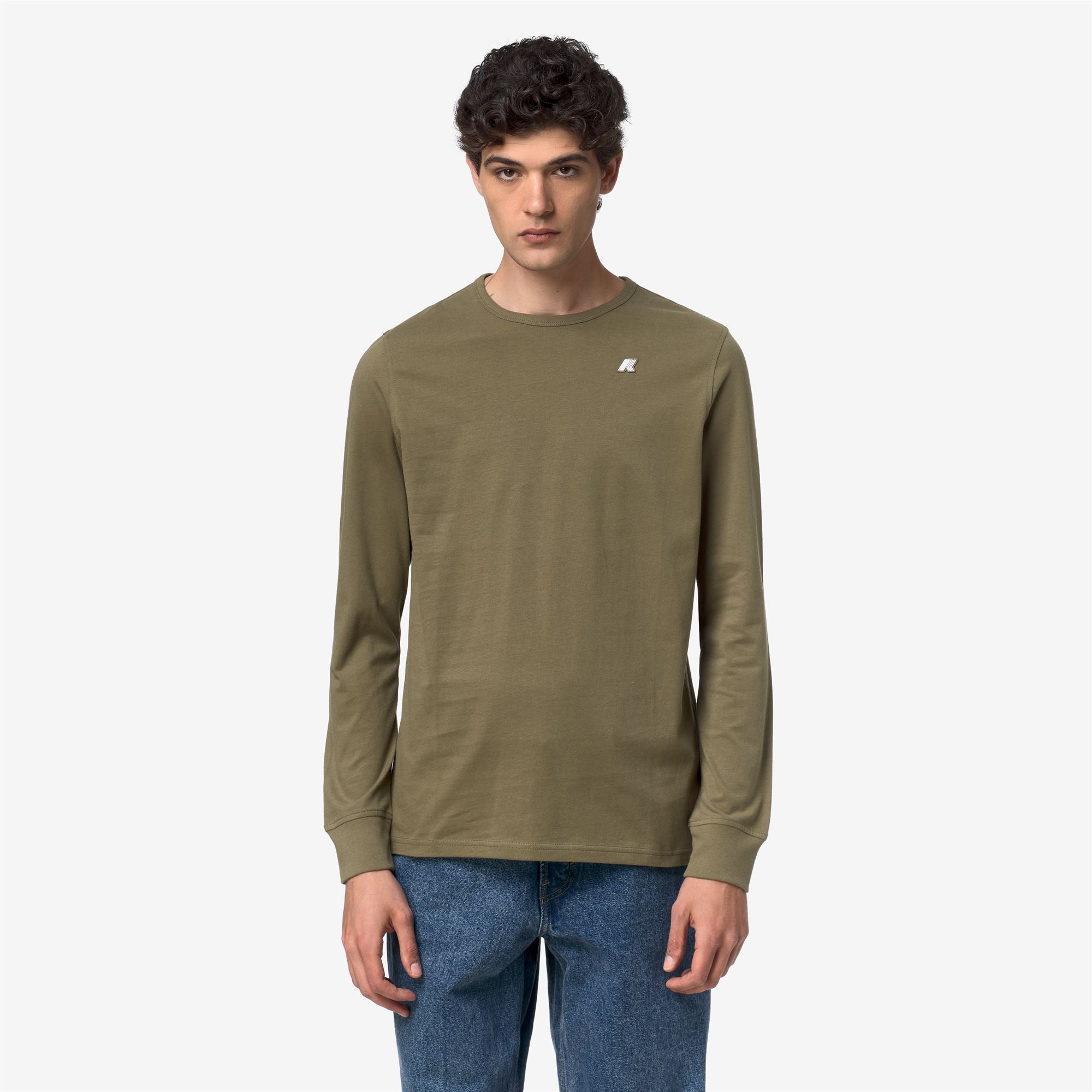 k-way-elmer-t-shirt-manches-longues-homme-green-army image 1