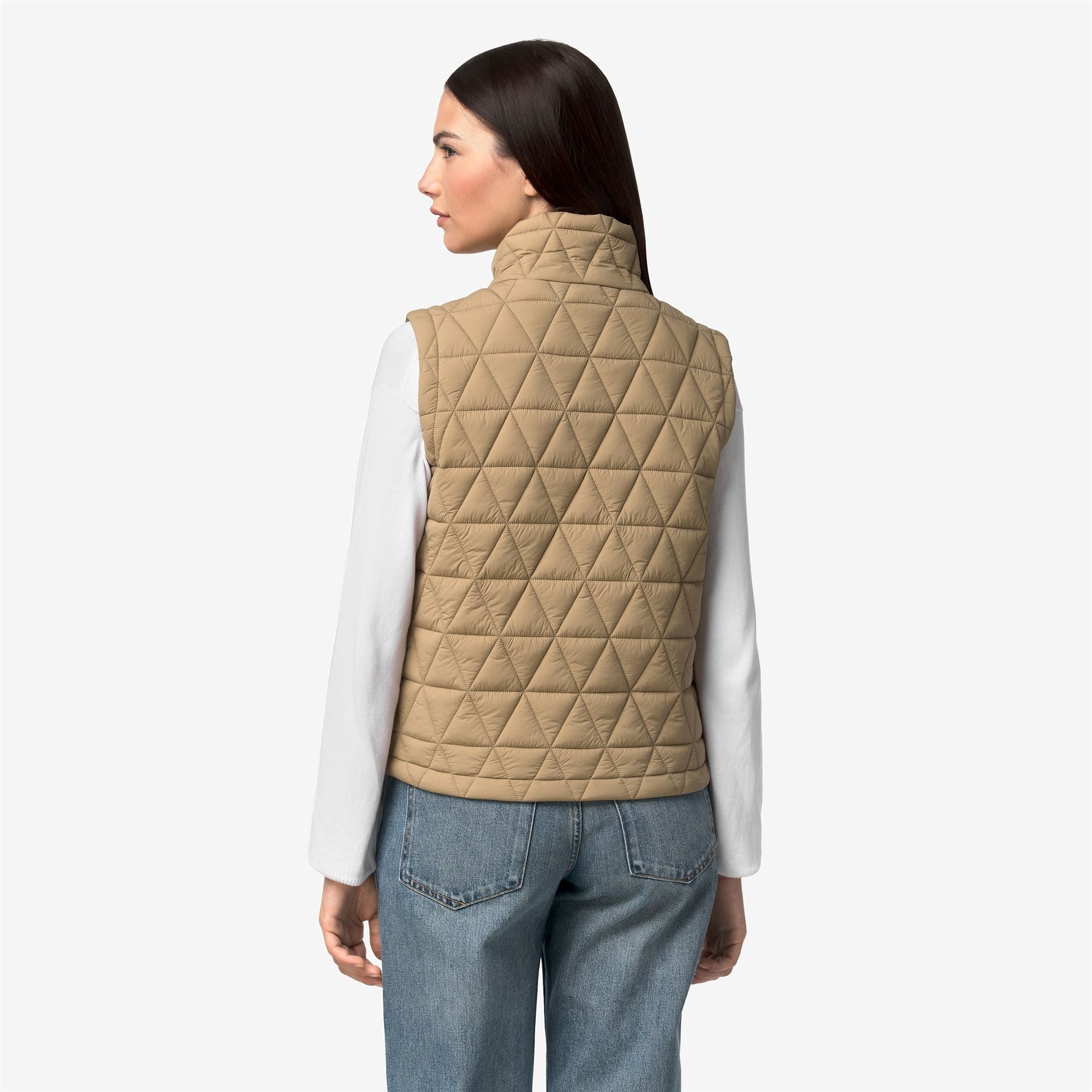 k-way-satine-diamond-quilted-warm-gilet-femme-beige-khaki image 3