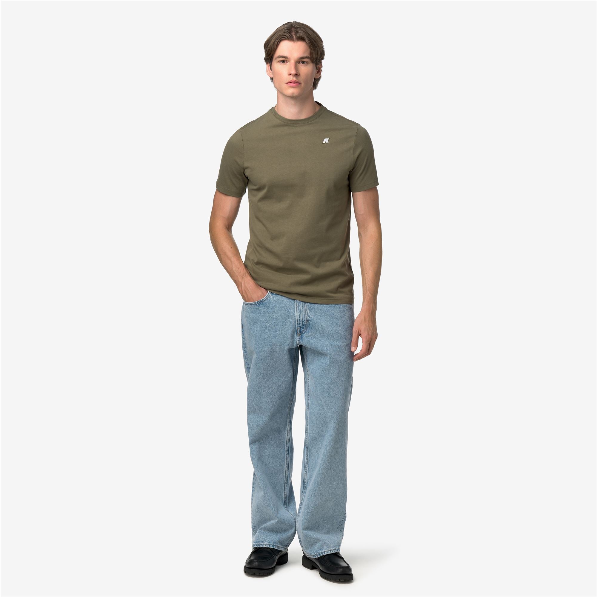 k-way-odom-jersey-peach-t-shirt-homme-green-army image 4