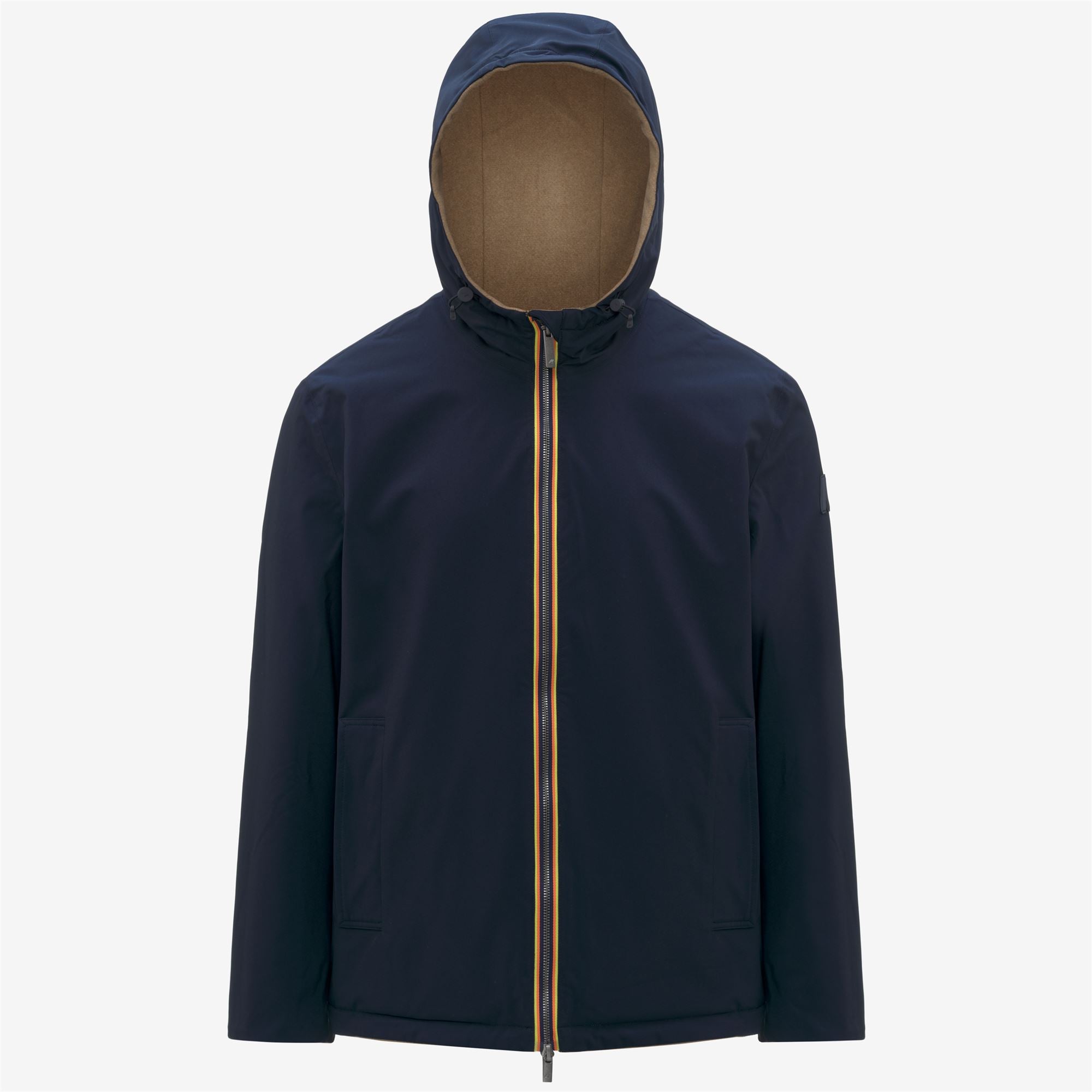 k-way-claudel-wool-bonded-double-veste-mi-longue-homme-beige-khaki-blue-depth image 6