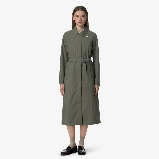 k-way-barbra-stretch-2l-veste-longue-femme-green-lichen image 1