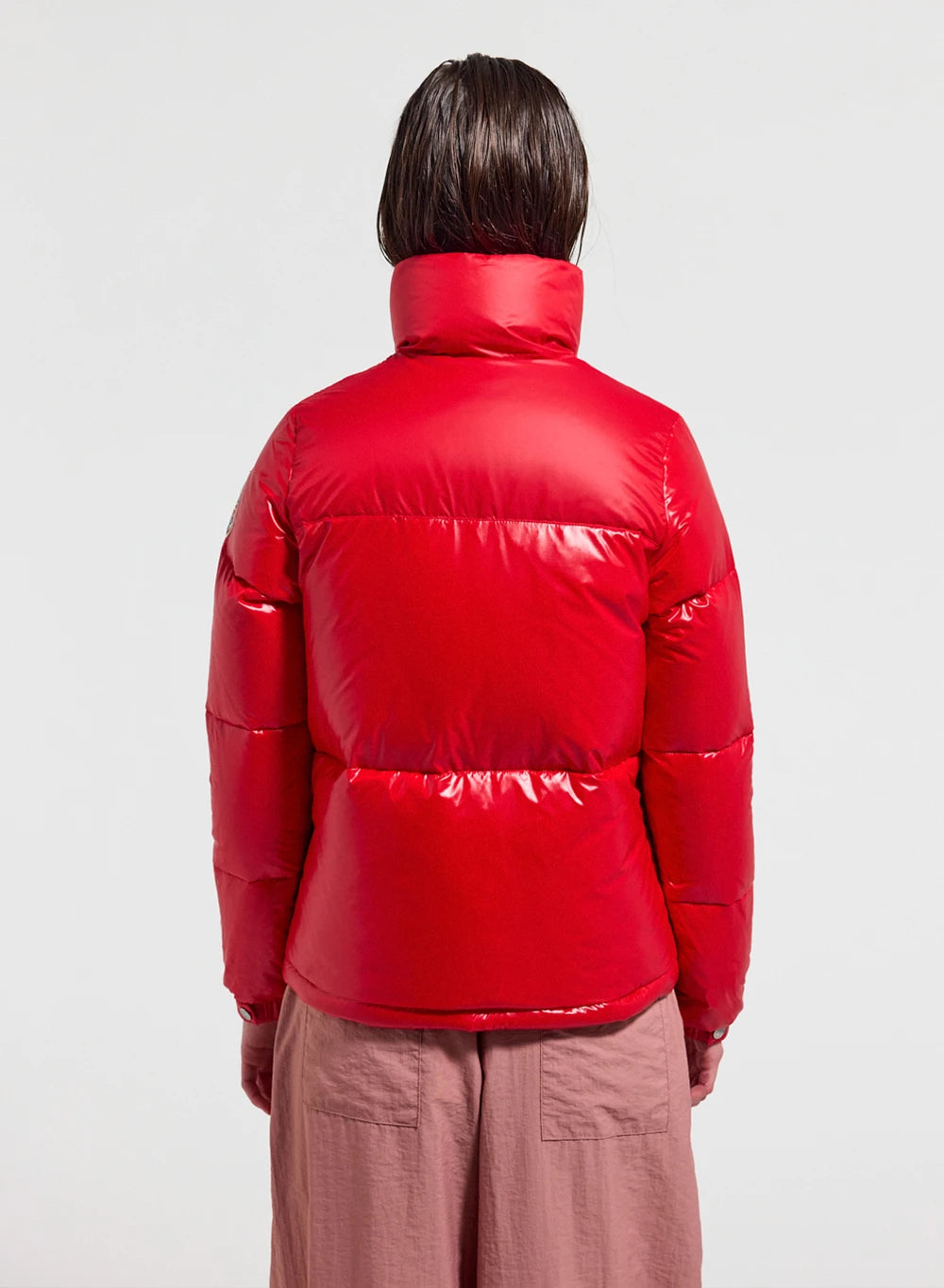 pyrenex-goldin-doudoune-courte-brillante-femme-rouge image 4