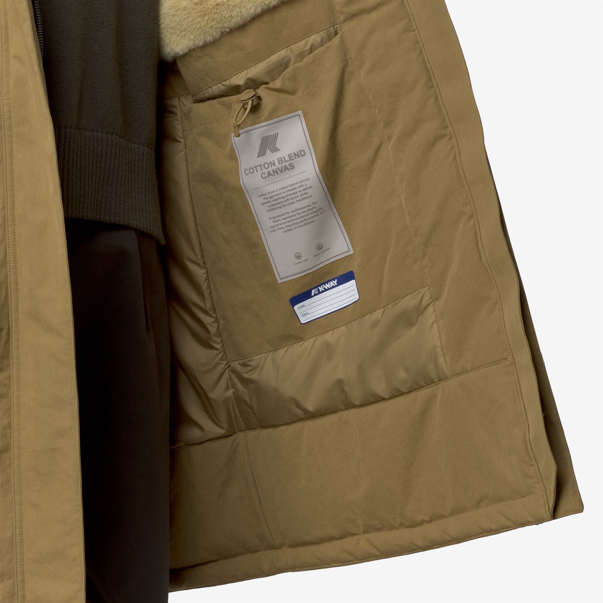 k-way-brunil-cotton-feel-parka-longue-femme-beige-seed-beige-fur image 4