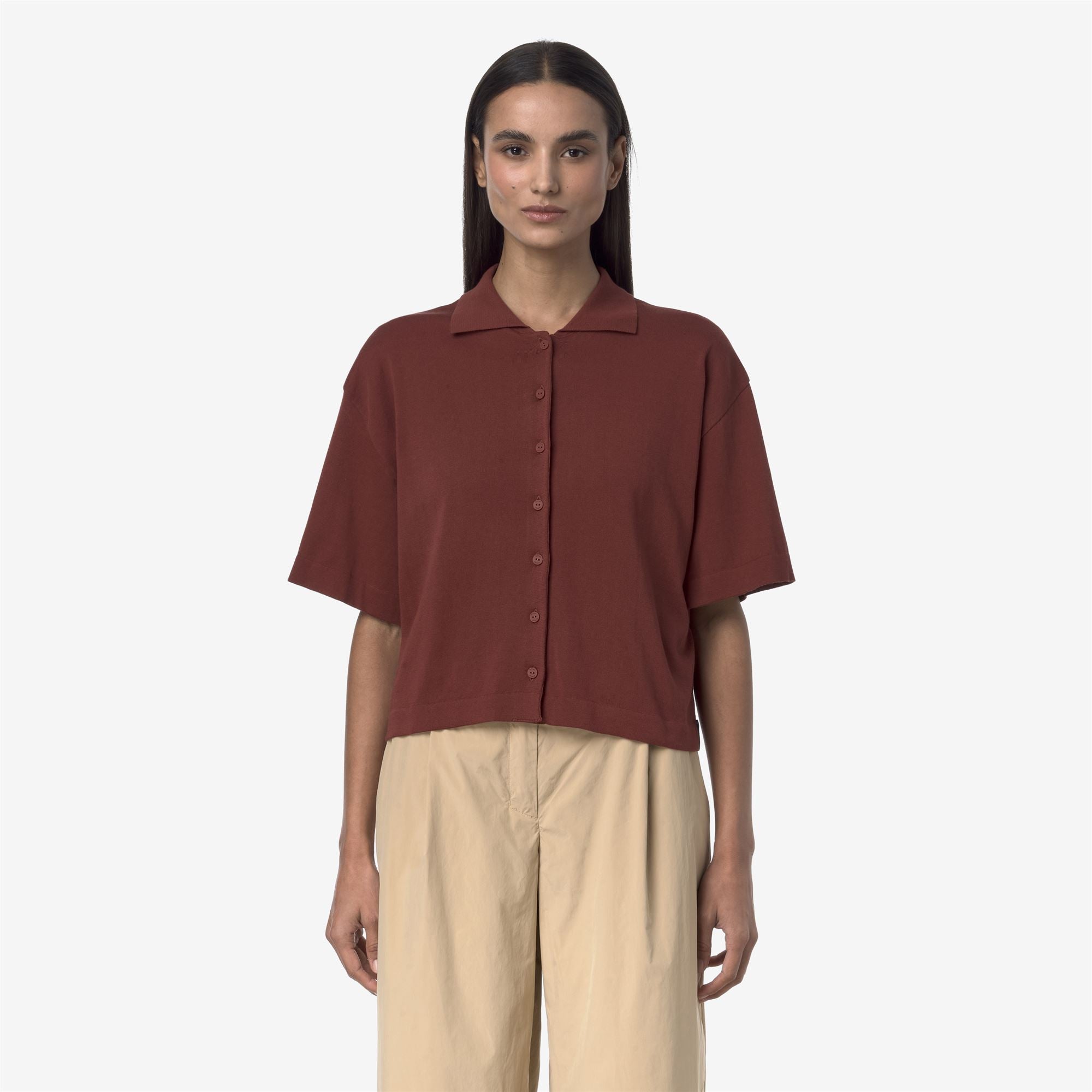 k-way-carry-maille-veste-femme-brown-fiery image 1