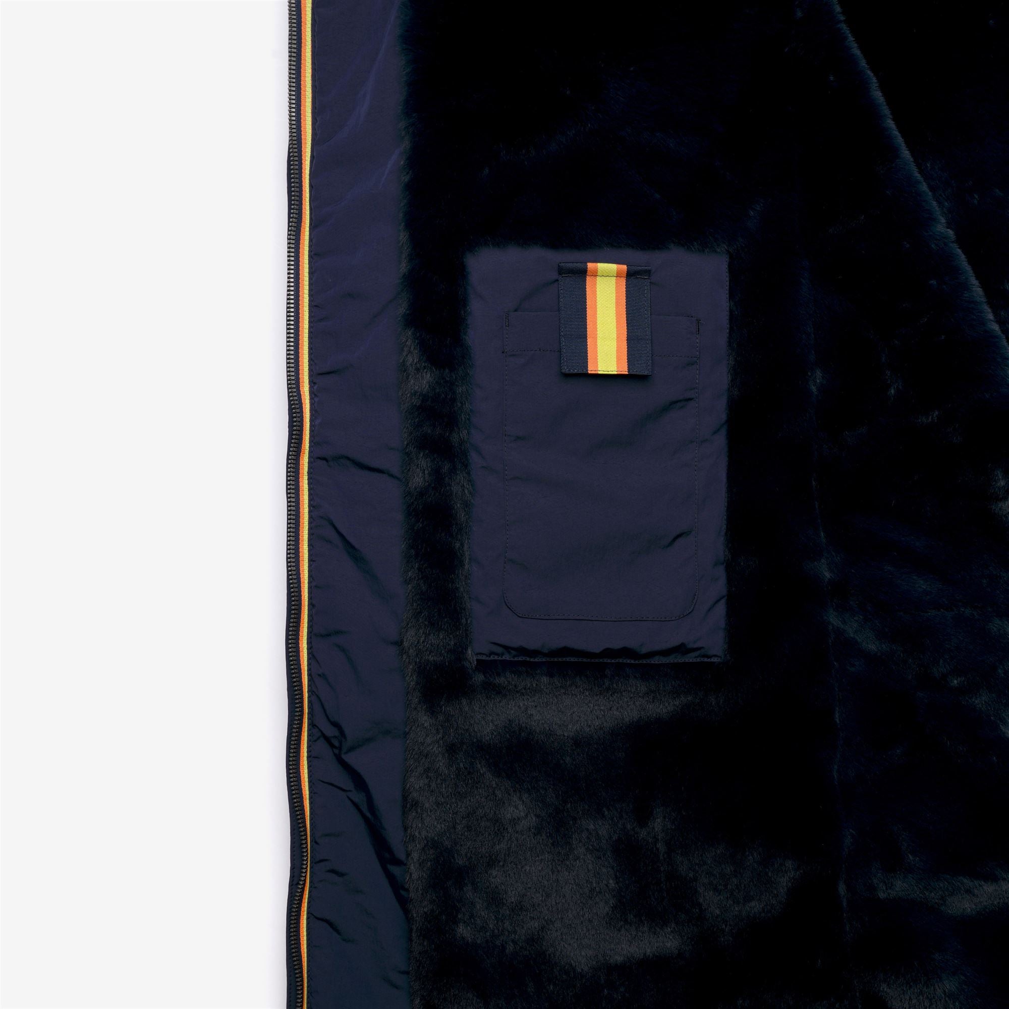 k-way-dina-shiny-nylon-fur-doudoune-longue-femme-blue-depth image 6