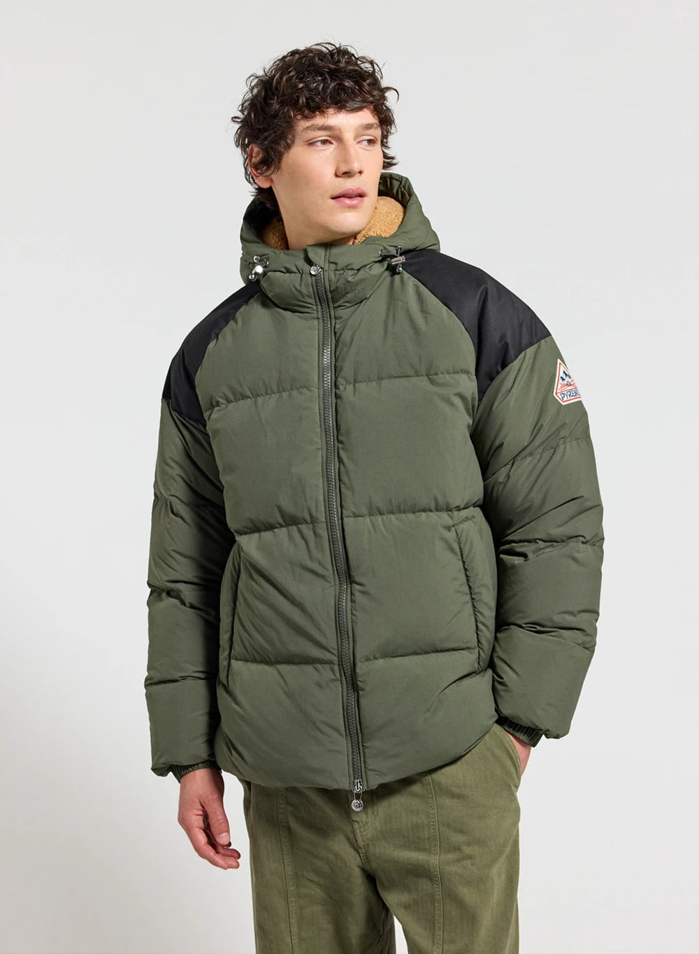 pyrenex-retro-sten-doudoune-unisexe-capuche-kaki-fonc image 1