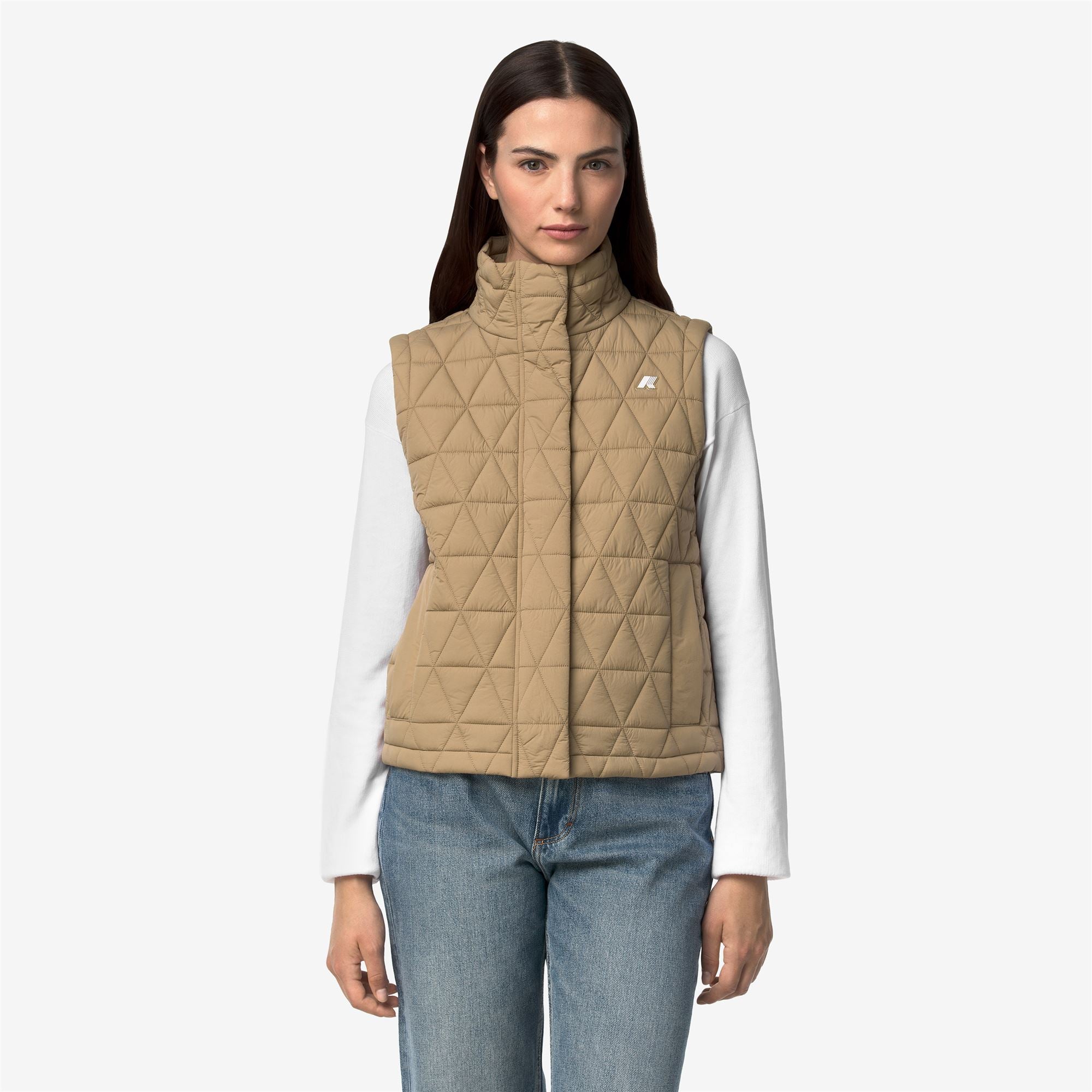 k-way-satine-diamond-quilted-warm-gilet-femme-beige-khaki image 1