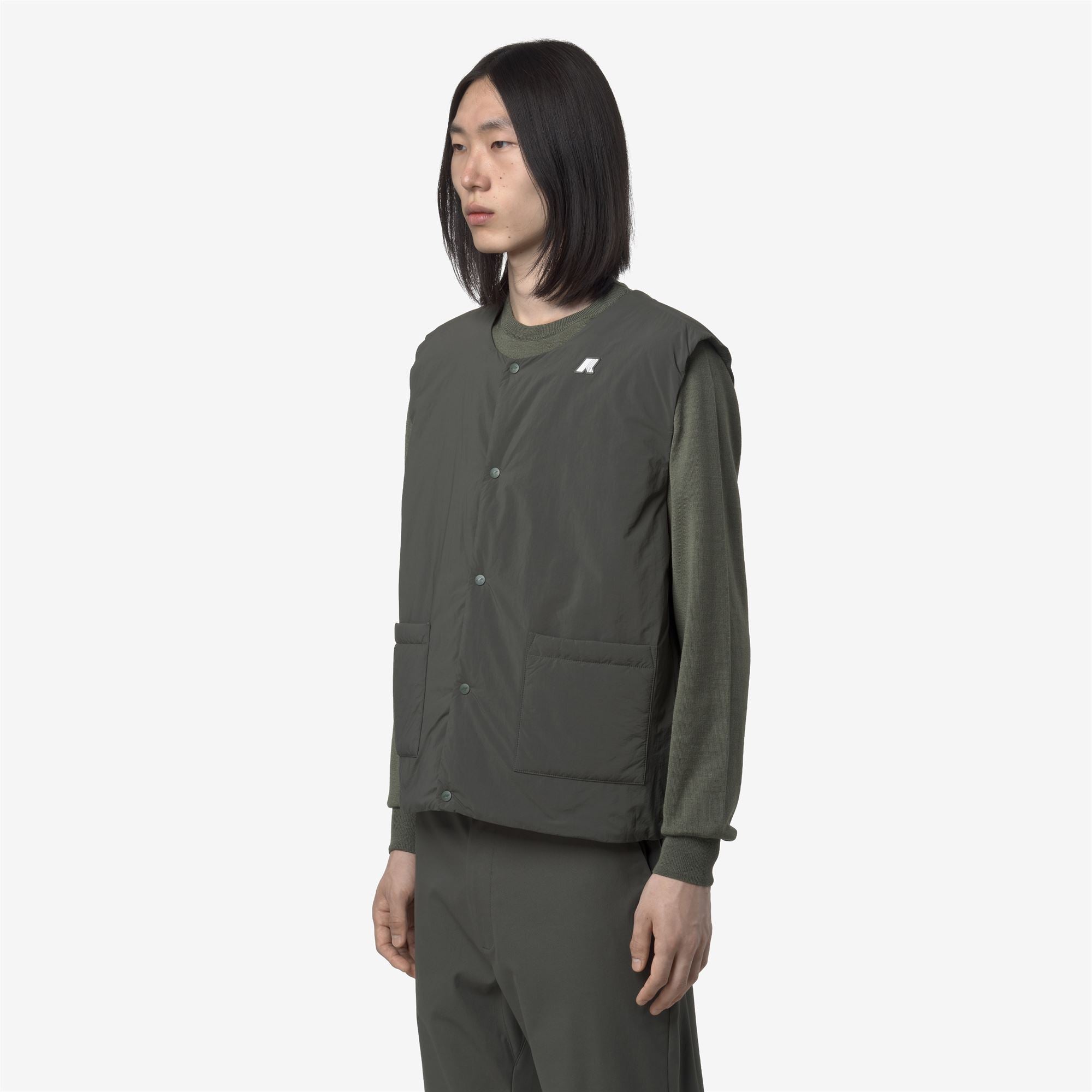 k-way-valty-plain-warm-gilet-homme-green-blackish image 2