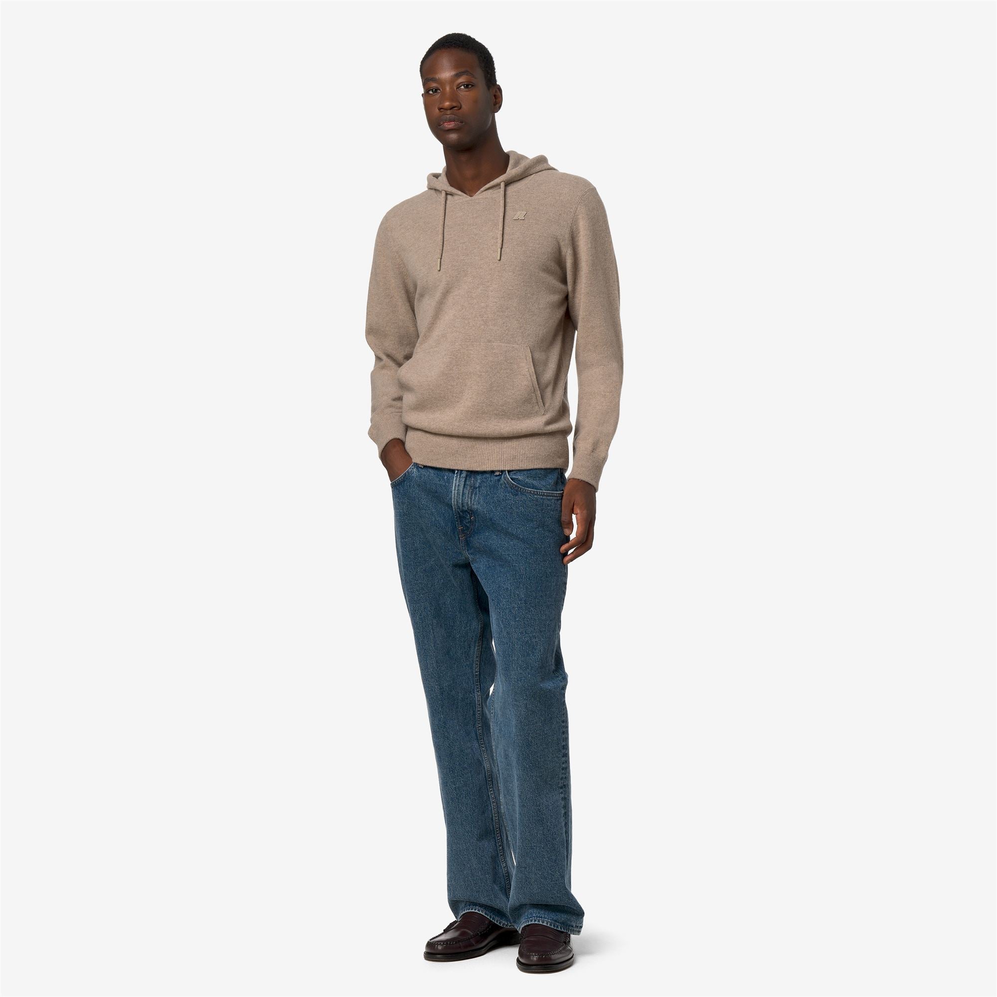 k-way-arzel-fleece-stitch-pull-capuche-homme-beige-plaza image 4