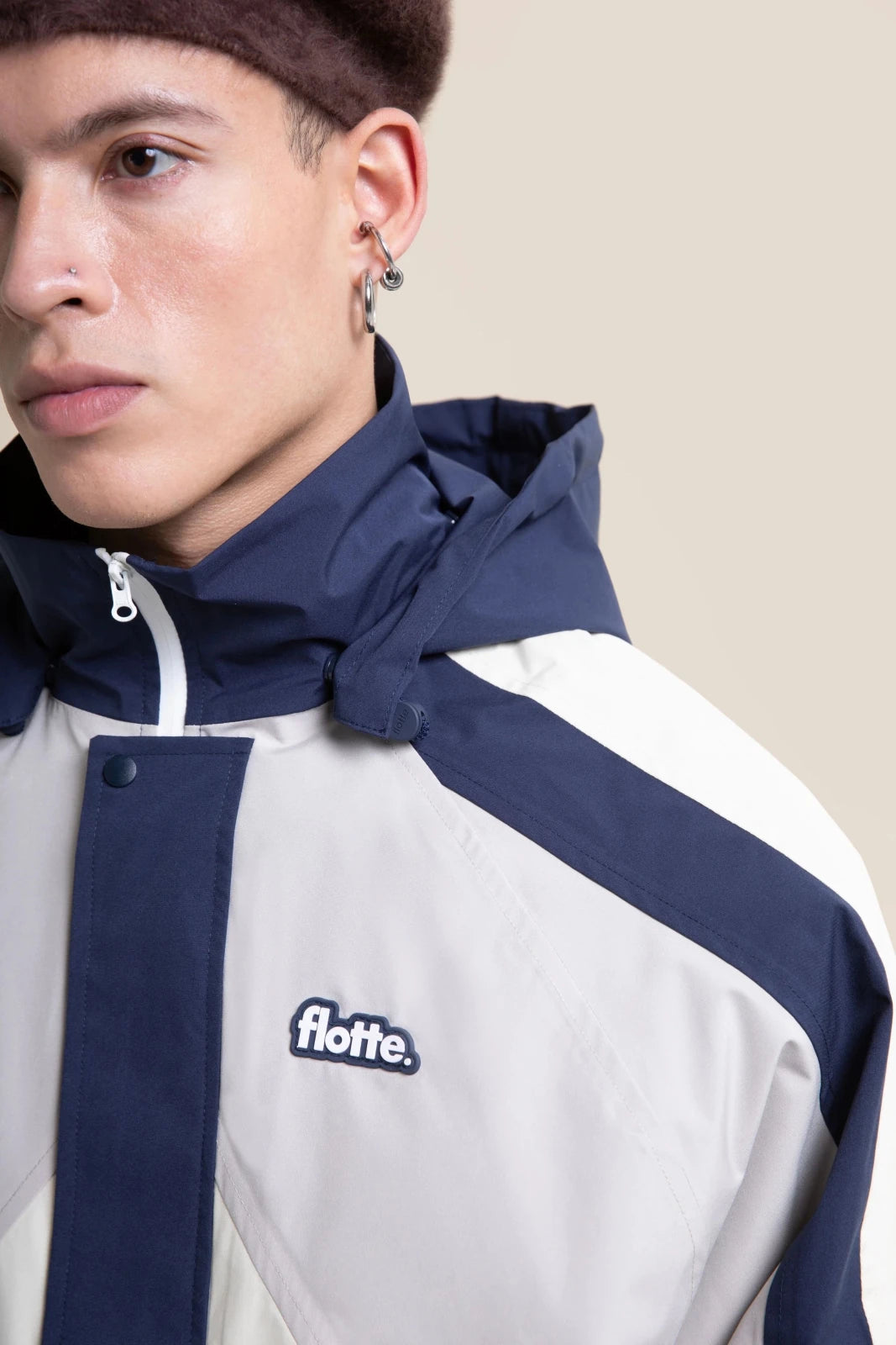 flotte-abbesses-veste-imperm-able-courte-tricolore-argile-bleu-marine image 2