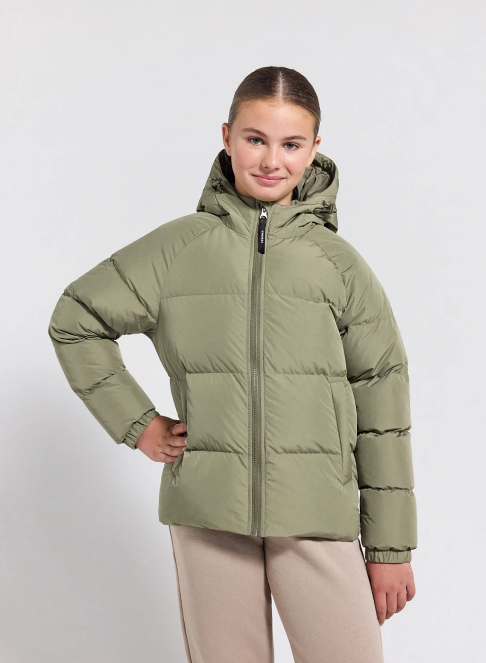 pyrenex-sten-smooth-doudoune-enfant-unisexe-capuche-kaki-clair image 2