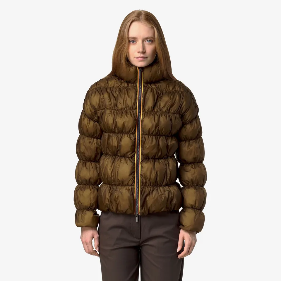 k-way-frayn-maxi-ruffles-veste-courte-femme-brown image 1
