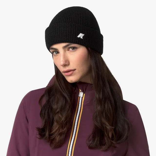 k-way-brice-cardigan-stitch-wool-bonnet-unisexe-black-pure image 1