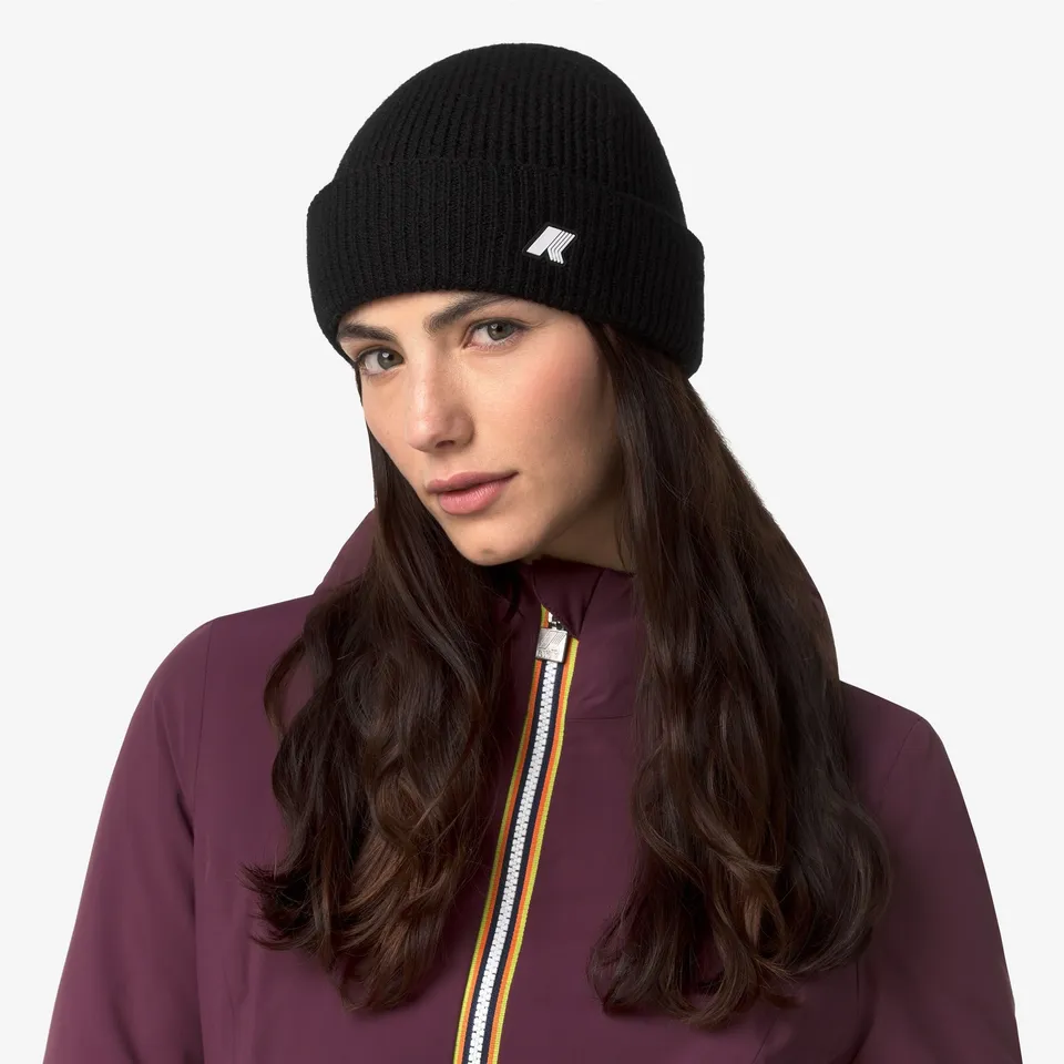 k-way-brice-cardigan-stitch-wool-bonnet-unisexe-black-pure image 1