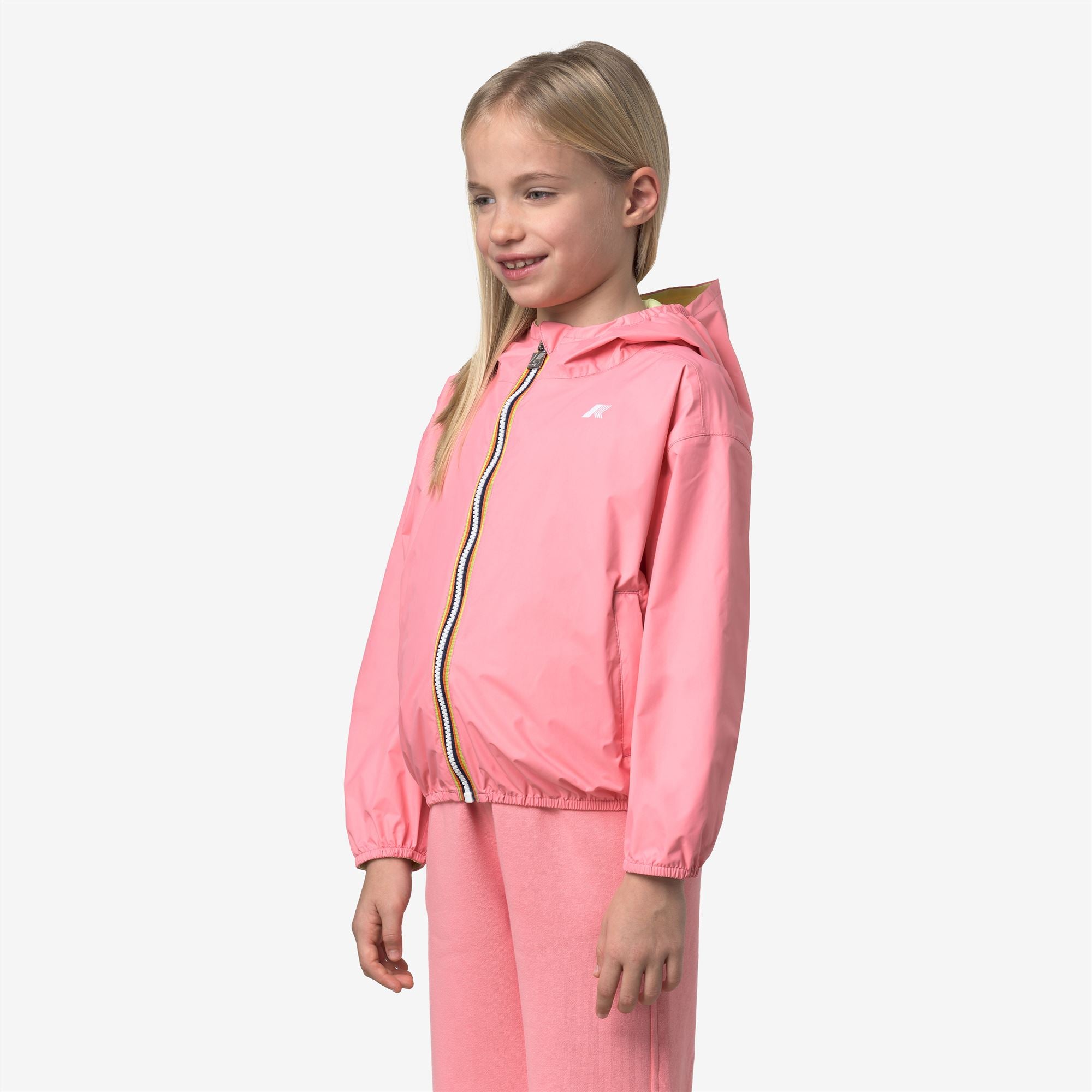 k-way-p-laurette-plus-2-double-veste-courte-fille-pink-geranium-yellow-lime image 2