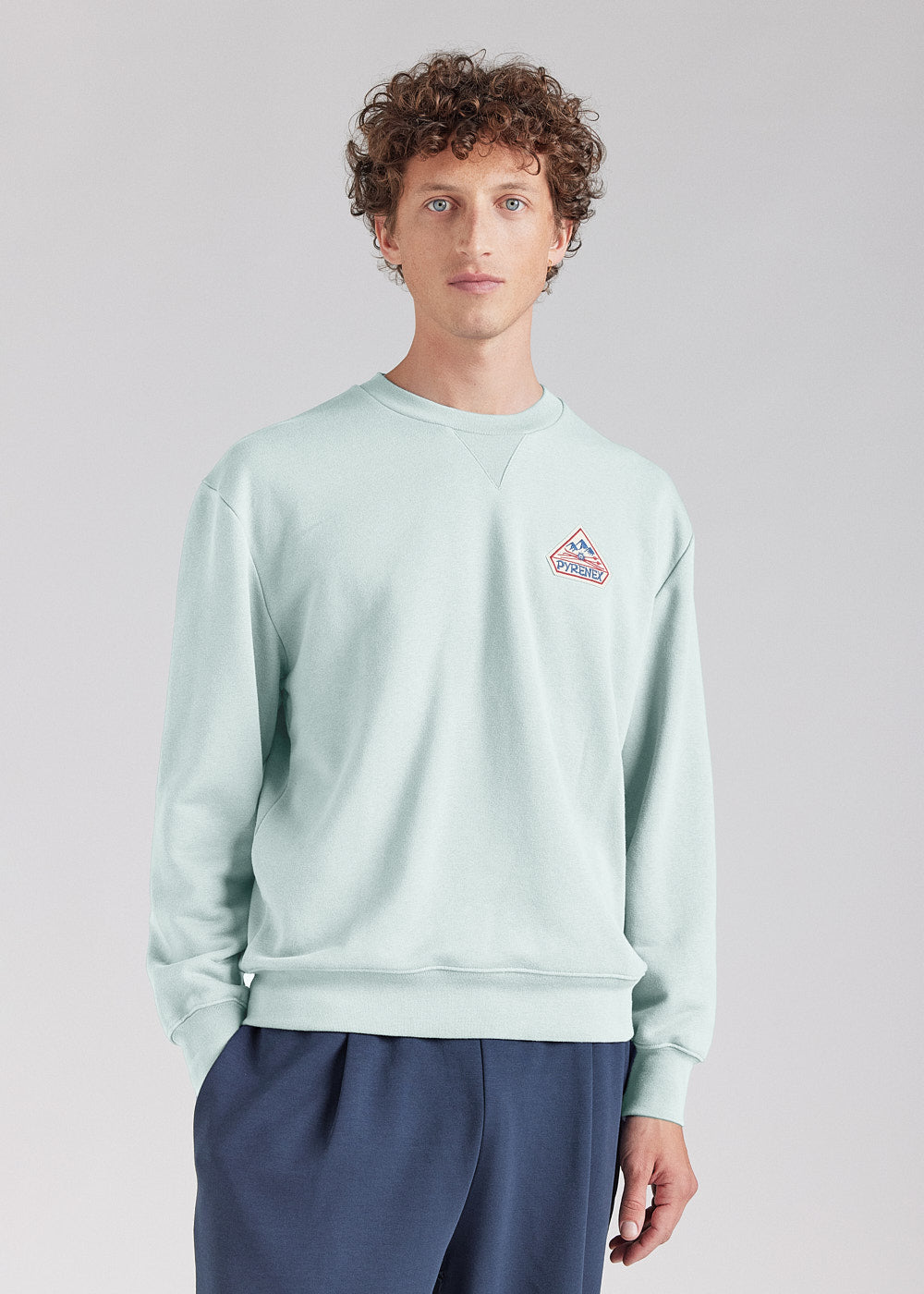 sweat-col-rond-unisexe-pyrenex-phase-en-coton-bio-pale-aqua image 2