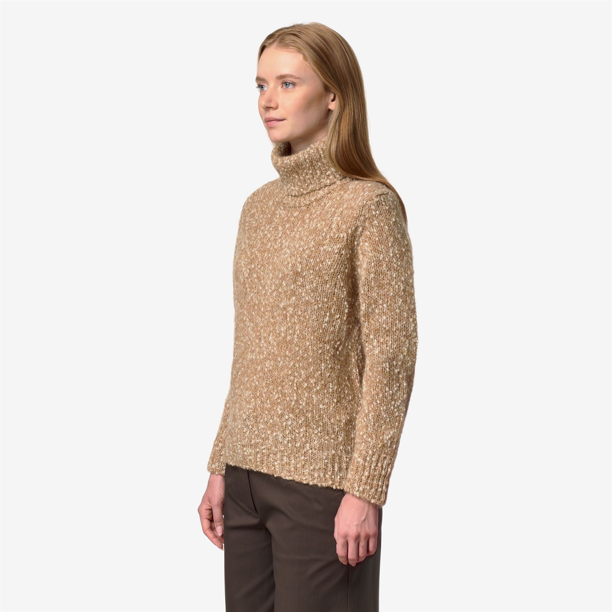 k-way-corine-coccola-yarn-pull-over-col-roul-femme-brown-white image 2