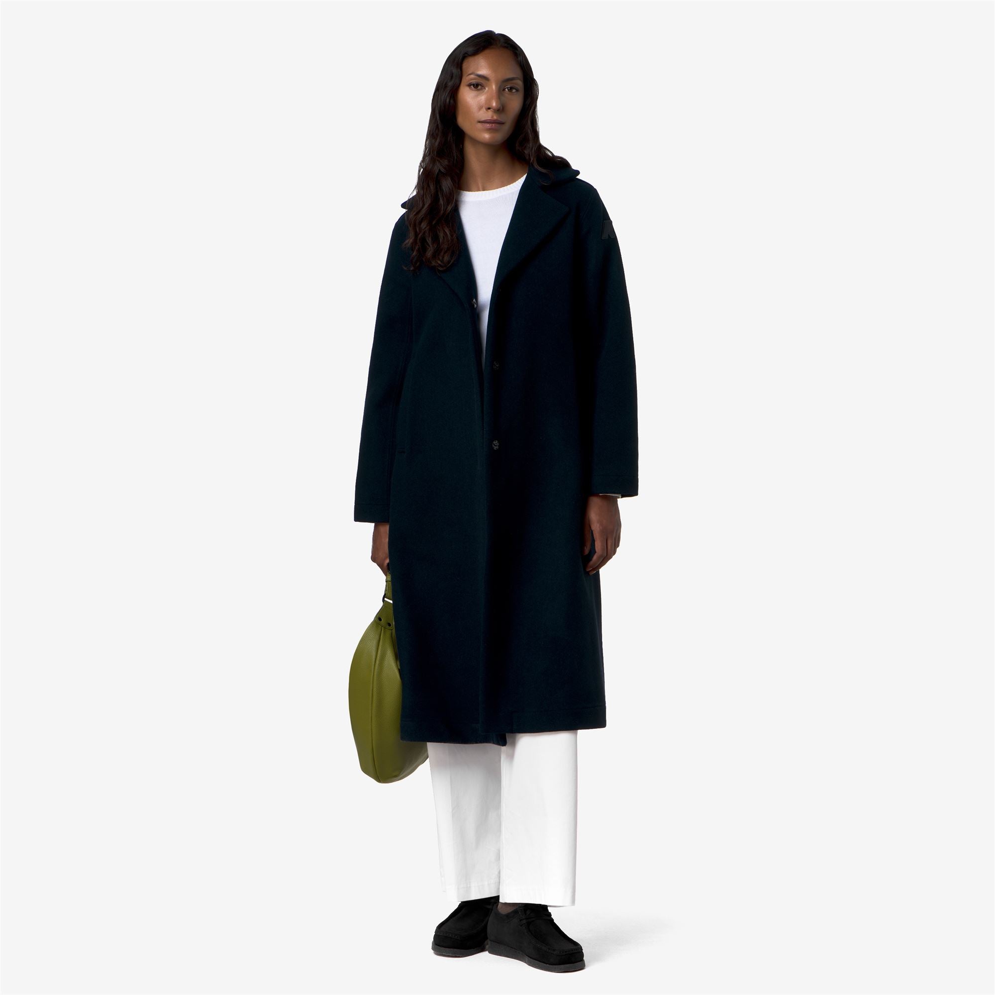 k-way-lana-wool-nylon-manteau-long-femme-blue-depth-green-gold image 4