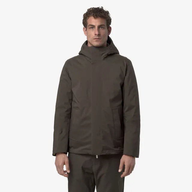 k-way-jacken-bonded-padded-veste-courte-homme-black-olive-combo image 1