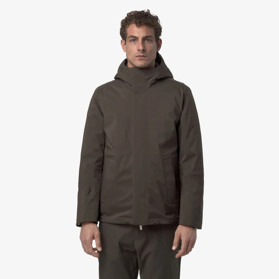 k-way-jacken-bonded-padded-veste-courte-homme-black-olive-combo image 1