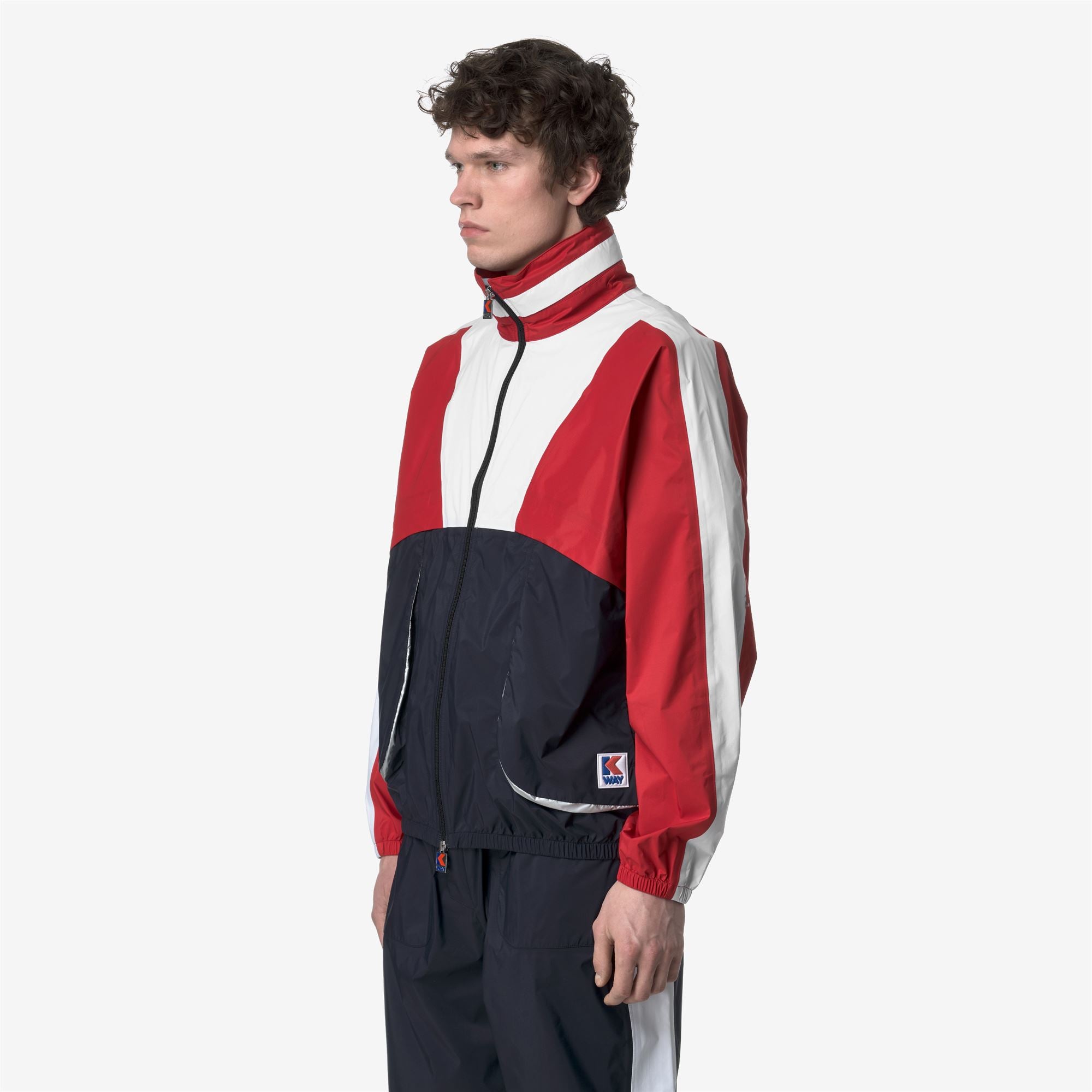 k-way-7002-full-zip-veste-courte-unisexe-blue-red-white image 2