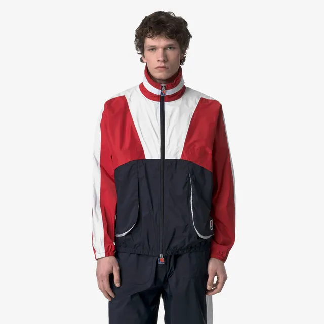 k-way-7002-full-zip-veste-courte-unisexe-blue-red-white image 1