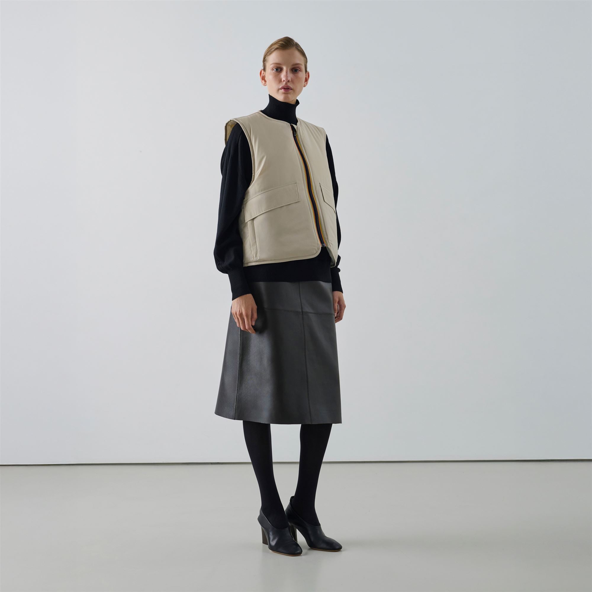 k-way-le-vrai-2-1-amiable-wes-gilet-femme-grey-beige image 1