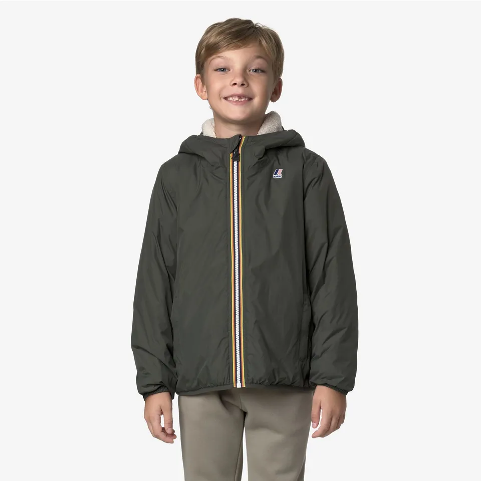 k-way-le-vrai-4-0-claude-orsetto-petit-veste-mi-longue-enfant-unisexe-green-blac image 1