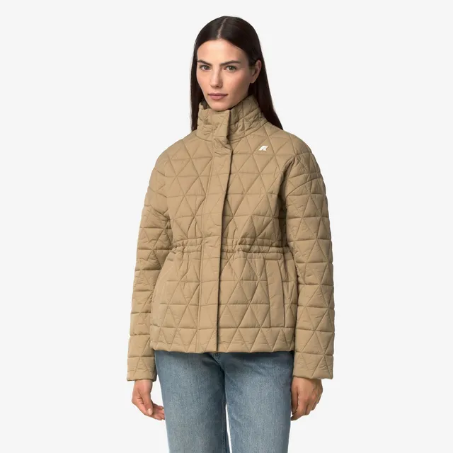 k-way-selene-diamond-quilted-warm-veste-mi-longue-femme-beige-khaki image 1