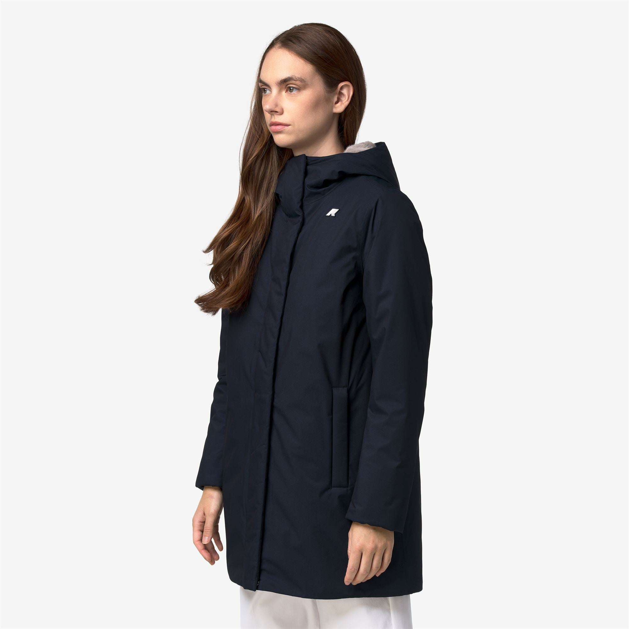k-way-sophie-twill-soft-beaver-veste-3-4-femme-blue-d-grey-w image 2