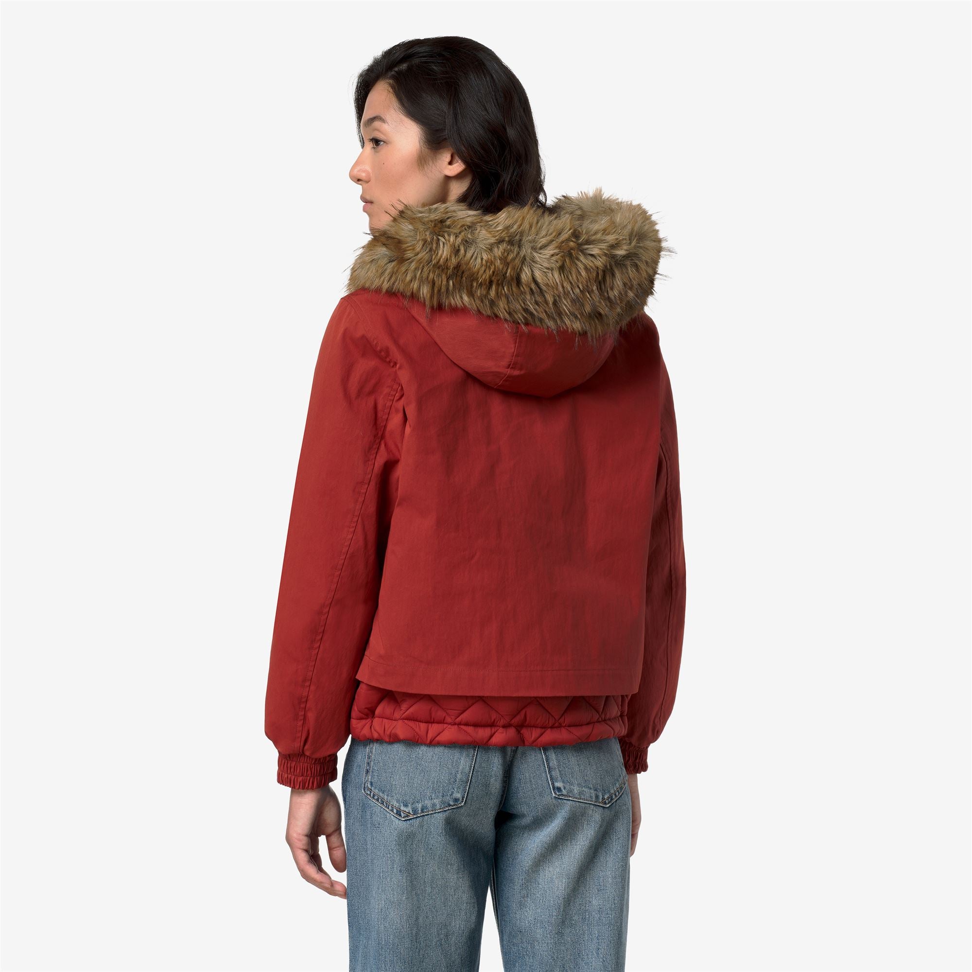 k-way-tosca-wax-cotton-nylon-veste-courte-femme-red-dk-chili image 3