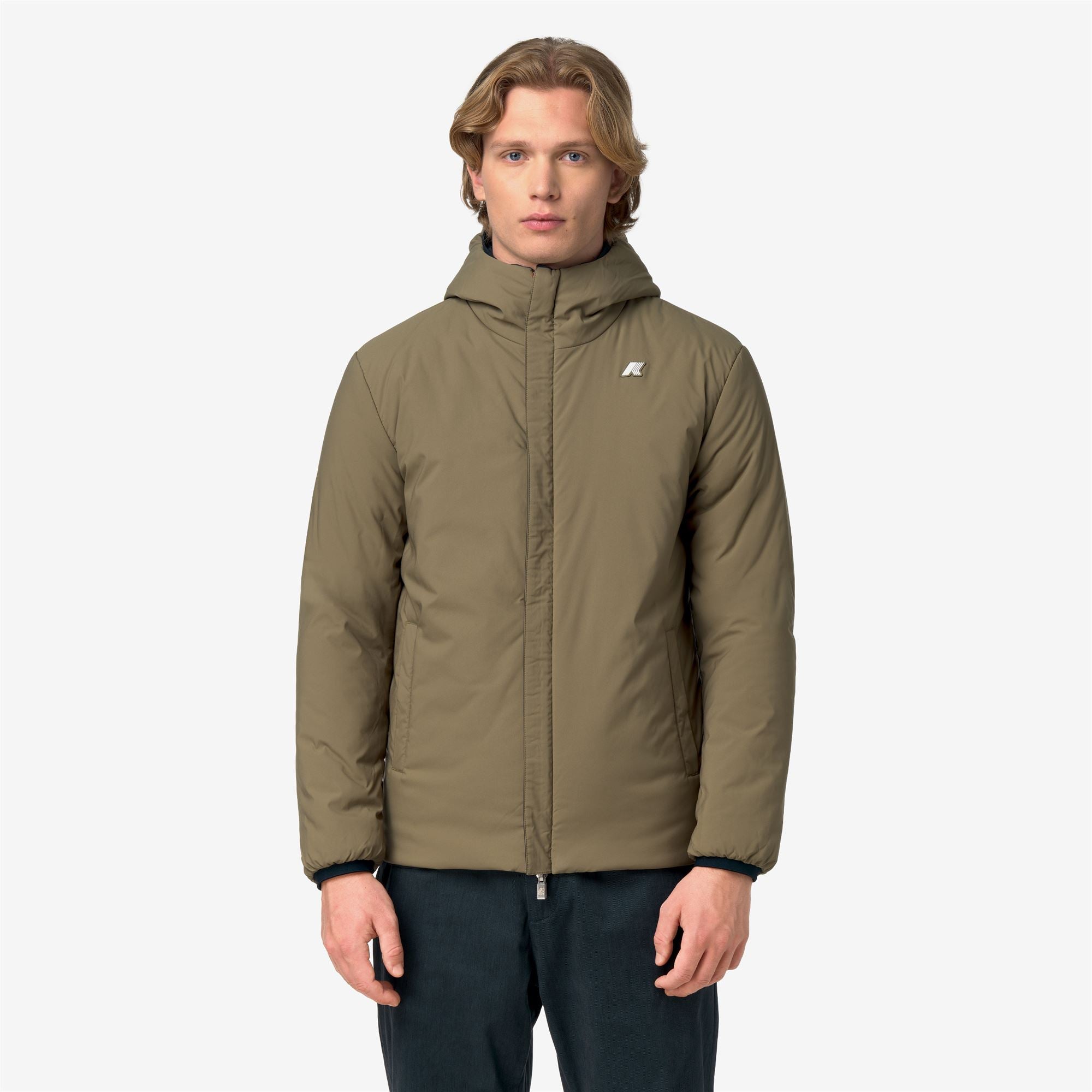 k-way-jack-st-warm-double-veste-court-r-versible-homme-blue-depth-green-army image 7
